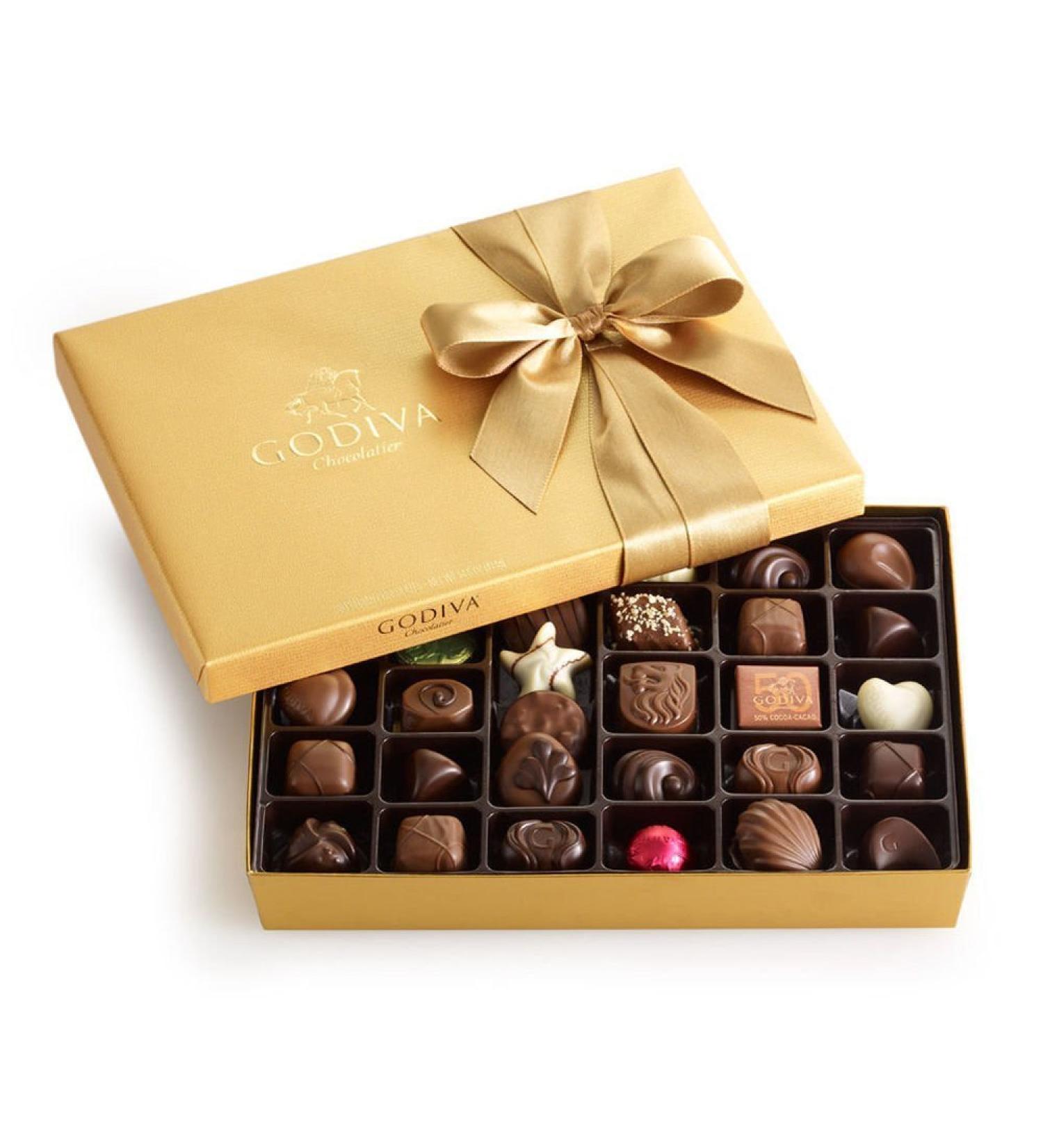 Godiva Chocolatier Assorted Chocolate Gold Gift Box Classic Ribbon 36 Pieces - Buy Online on GoSupps.com