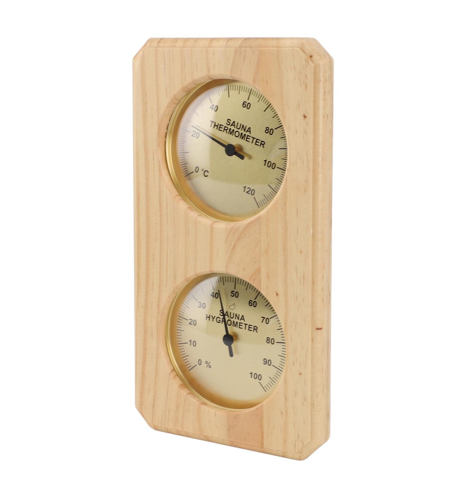 Hygrometer-Thermometer 2 in 1 | Indoor Humidity & Temperature Measurement for Sauna | Wooden Hygrothermograph for Home Sauna - Buy Online on GoSupps.com