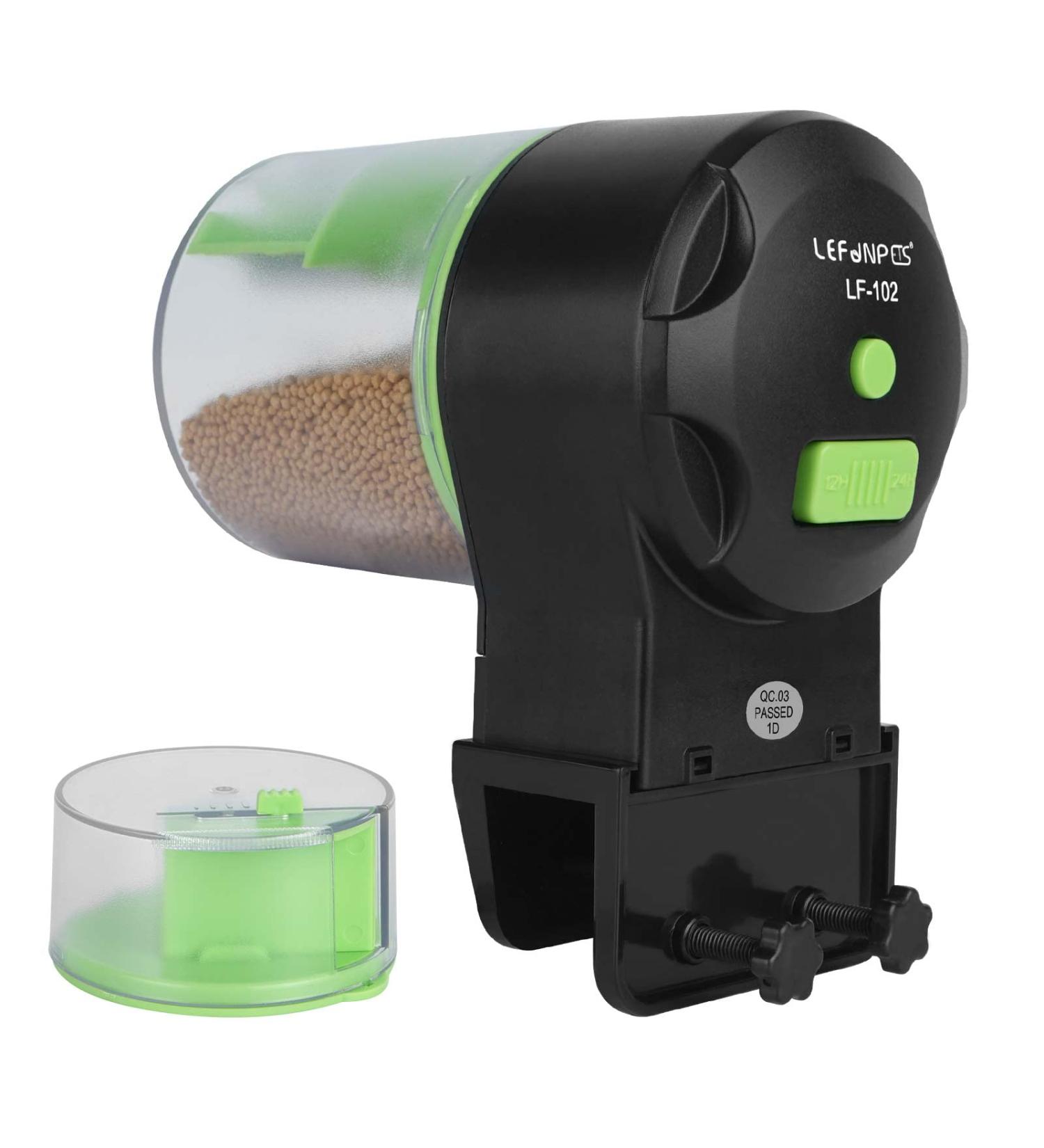 Lefunpets Automatic Fish Feeder with 2 Food Dispensers - Aquarium Tank Timer Auto Feeder | Green - Buy Online on GoSupps.com