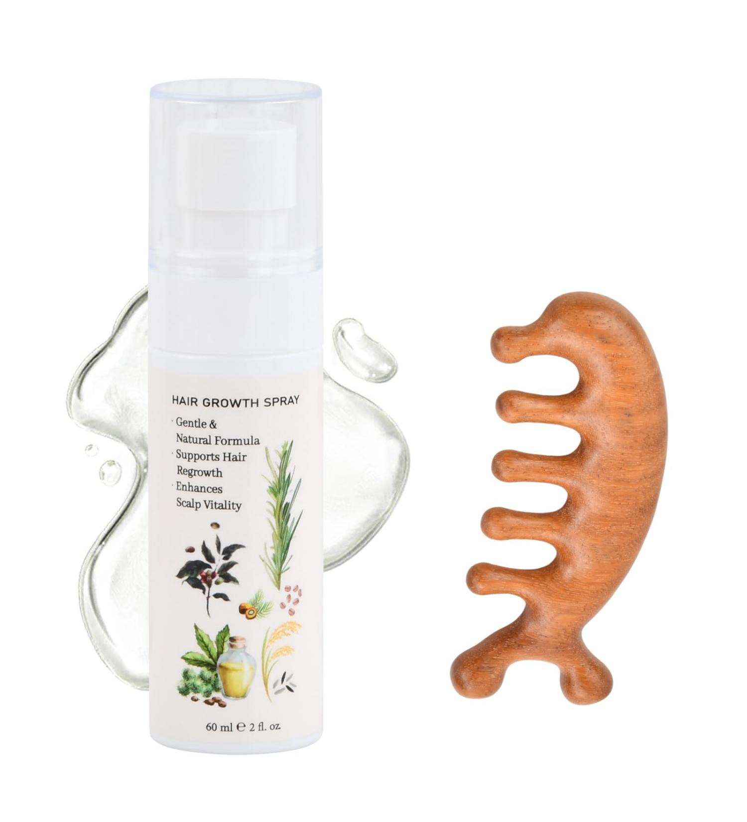 Spray Naturel pour la Croissance des Cheveux avec Huile de Romarin S rum Capillaire Anti-Chute et Densifiant 60 ml + Peigne de Massage en Bois pour Soin du Cuir Chevelu Hommes & Femmes - Buy Online on GoSupps.com