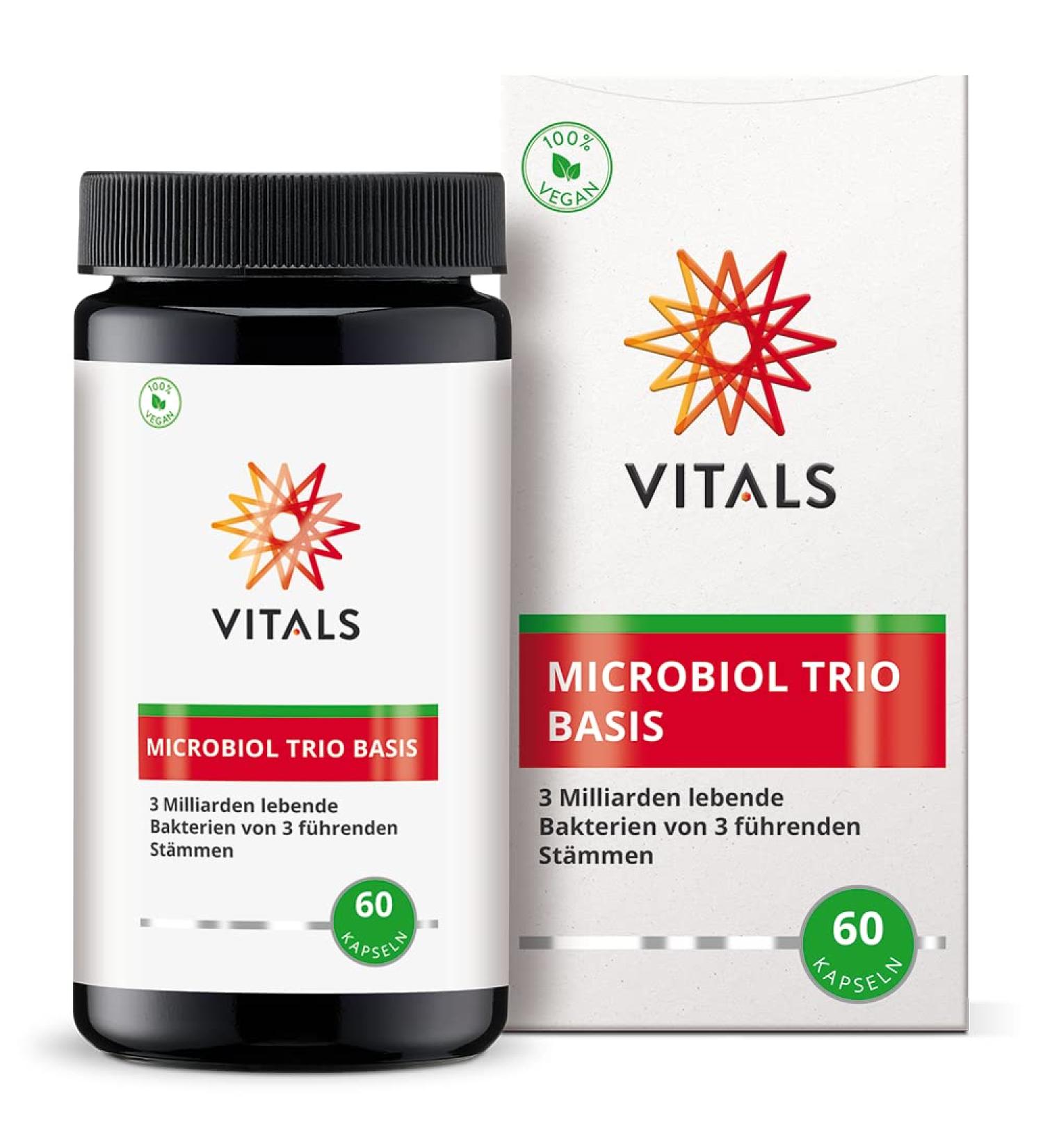 Vitals Microbiol Trio Base - 60 Capsules - 3 Billion Live Bacteria | High-Quality Lactobacillus Rhamnosus GG | Supports Gut Health | International Shipping Available - Buy Online on GoSupps.com