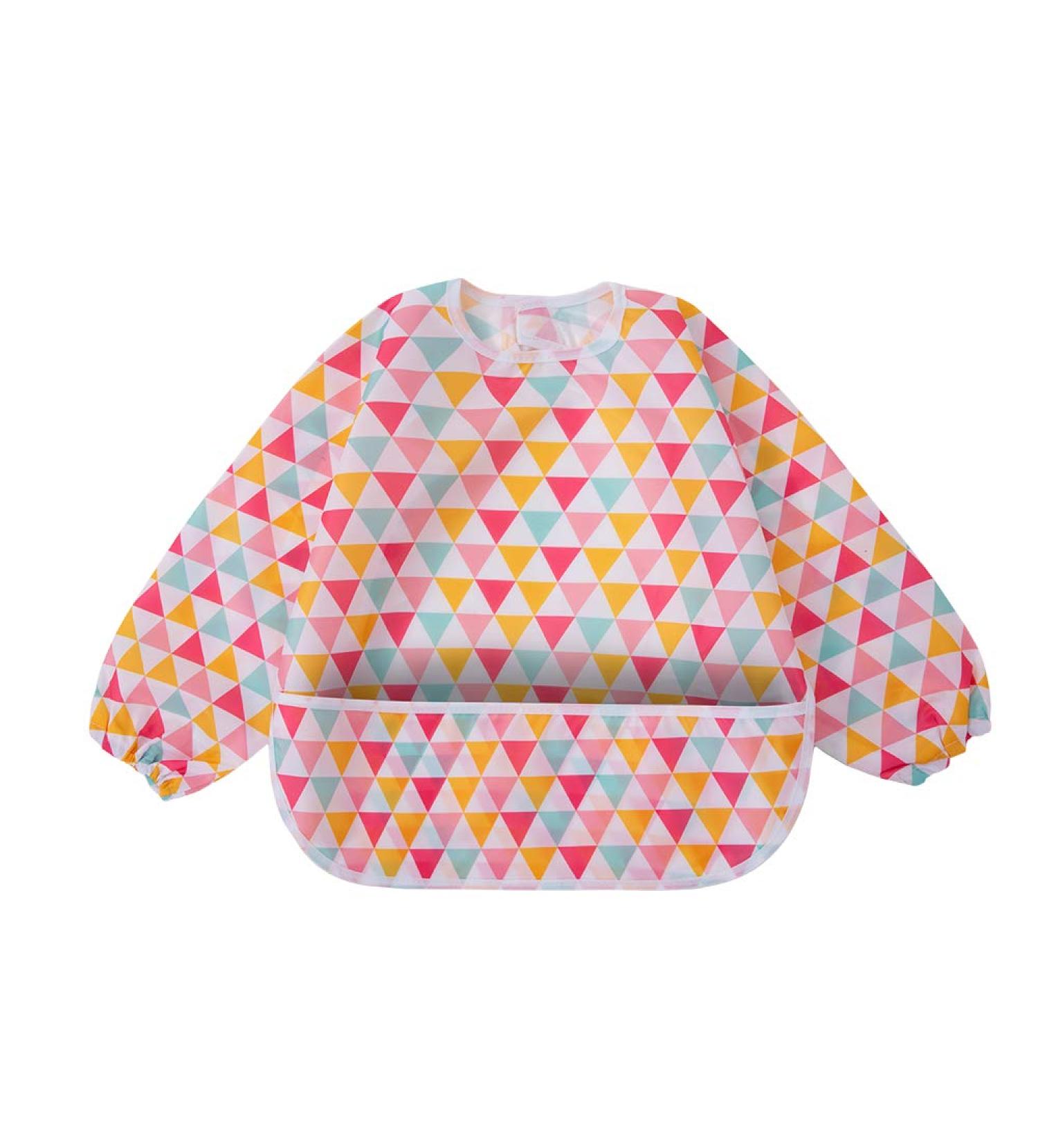 Little Dimsum Long Sleeve Waterproof Feeding Bib with Large Pocket - Red Triangles - Buy Online on GoSupps.com