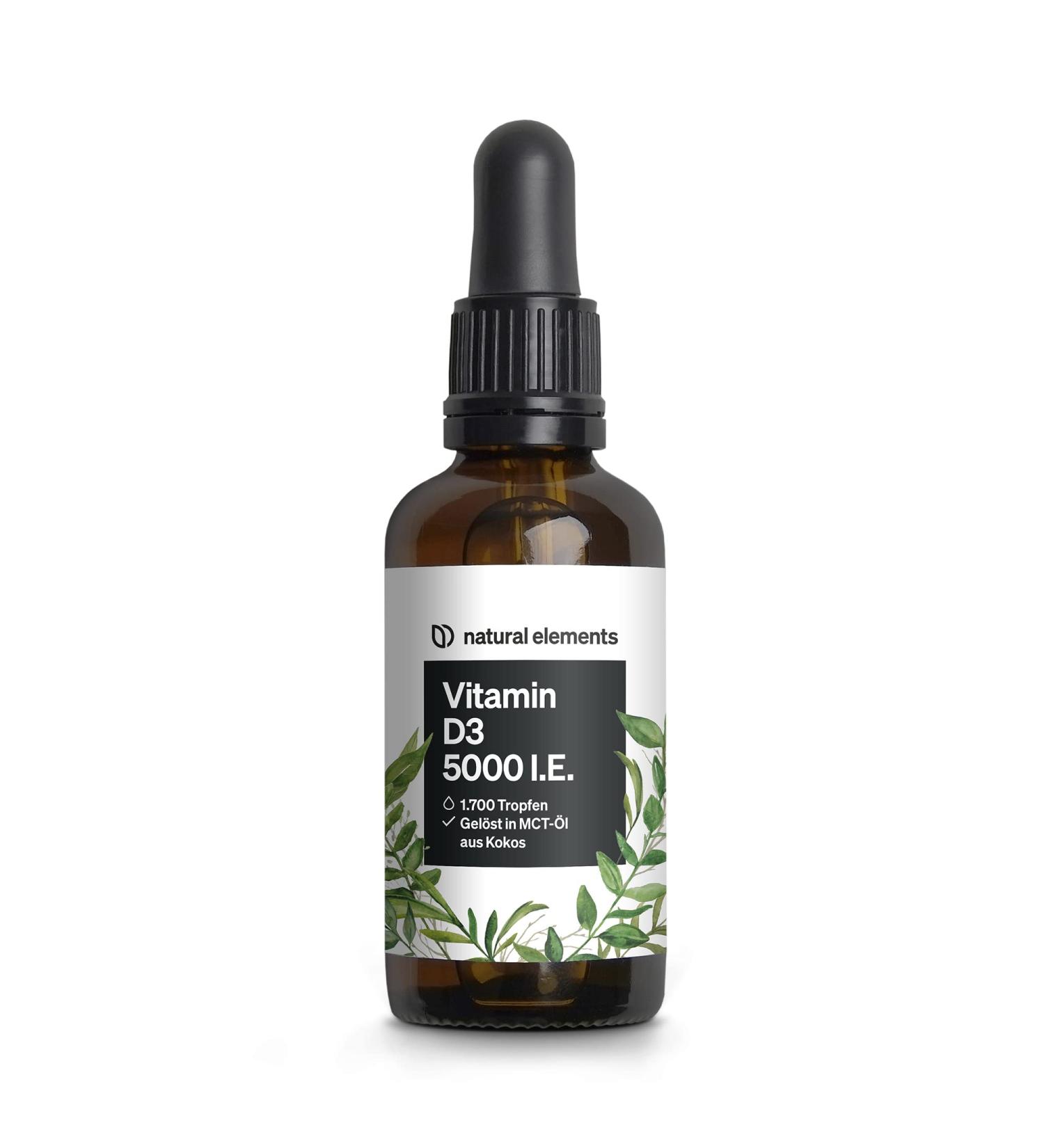 Vitamin D3 Liquid Drops - 5000 IU per Drop - 50ml in MCT Oil - Laboratory Tested - High Dose Vitamin Supplement for Immune Health - Buy Online on GoSupps.com