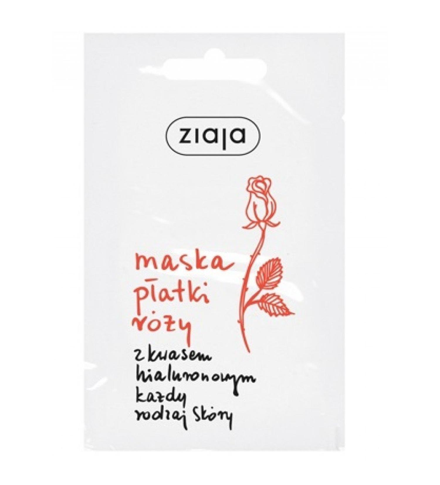 Face mask with hyaluronic acid and rose petal extract Ziaja 7 ml