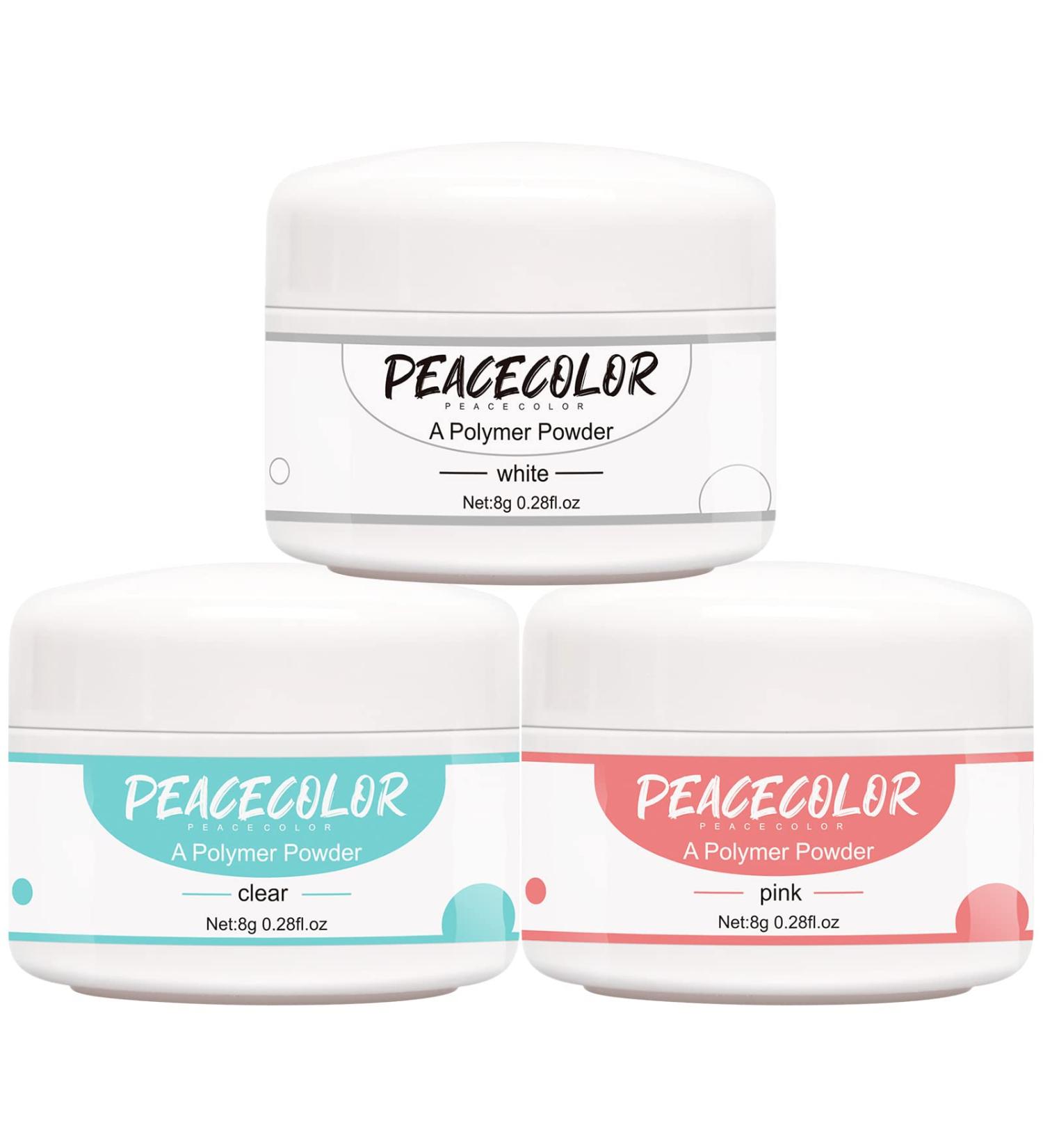 Set 3 Pcs Polymer Powder Pink Clear with White Color for Nail Extension Prolong Nails 8g Acrylic Powder Pink&Clear&White - Buy Online on GoSupps.com