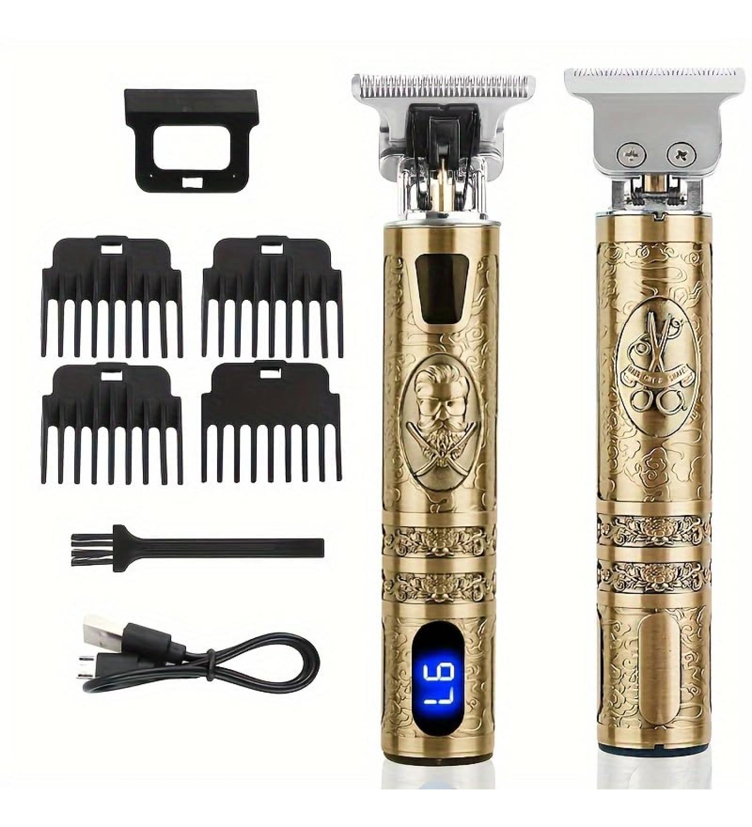 Precision Beard & Hair Clipper - Cordless USB-Rechargeable LCD Screen Long-Lasting Battery & T-Blade for Ultimate Grooming (Gentleman)