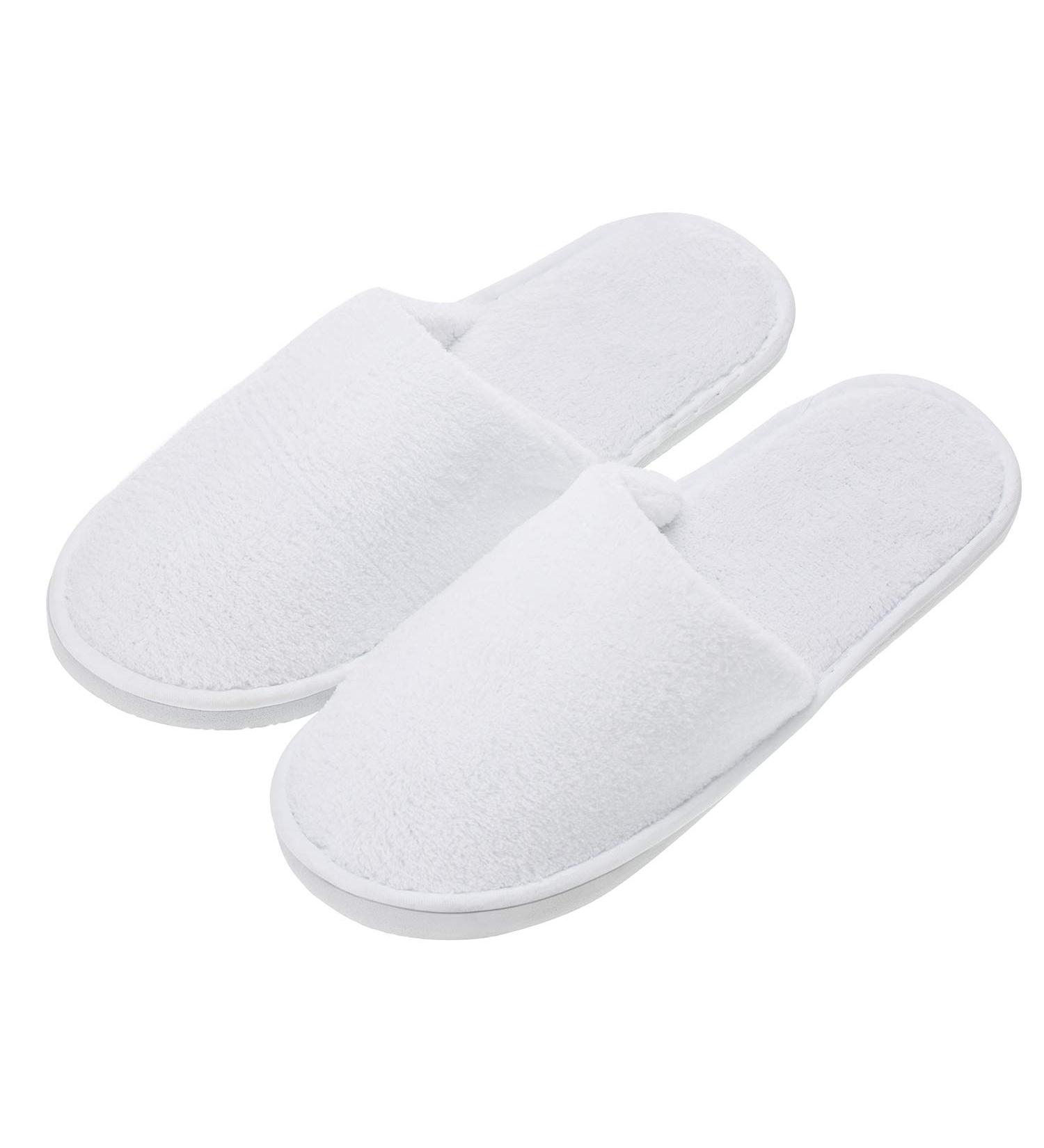 Deluxe Closed Toe White Spa Party Slippers - 5 Pairs | Ideal for Guests & Travel | Large Size 9.5-12.5 Women/8-11 Men - Buy Online on GoSupps.com