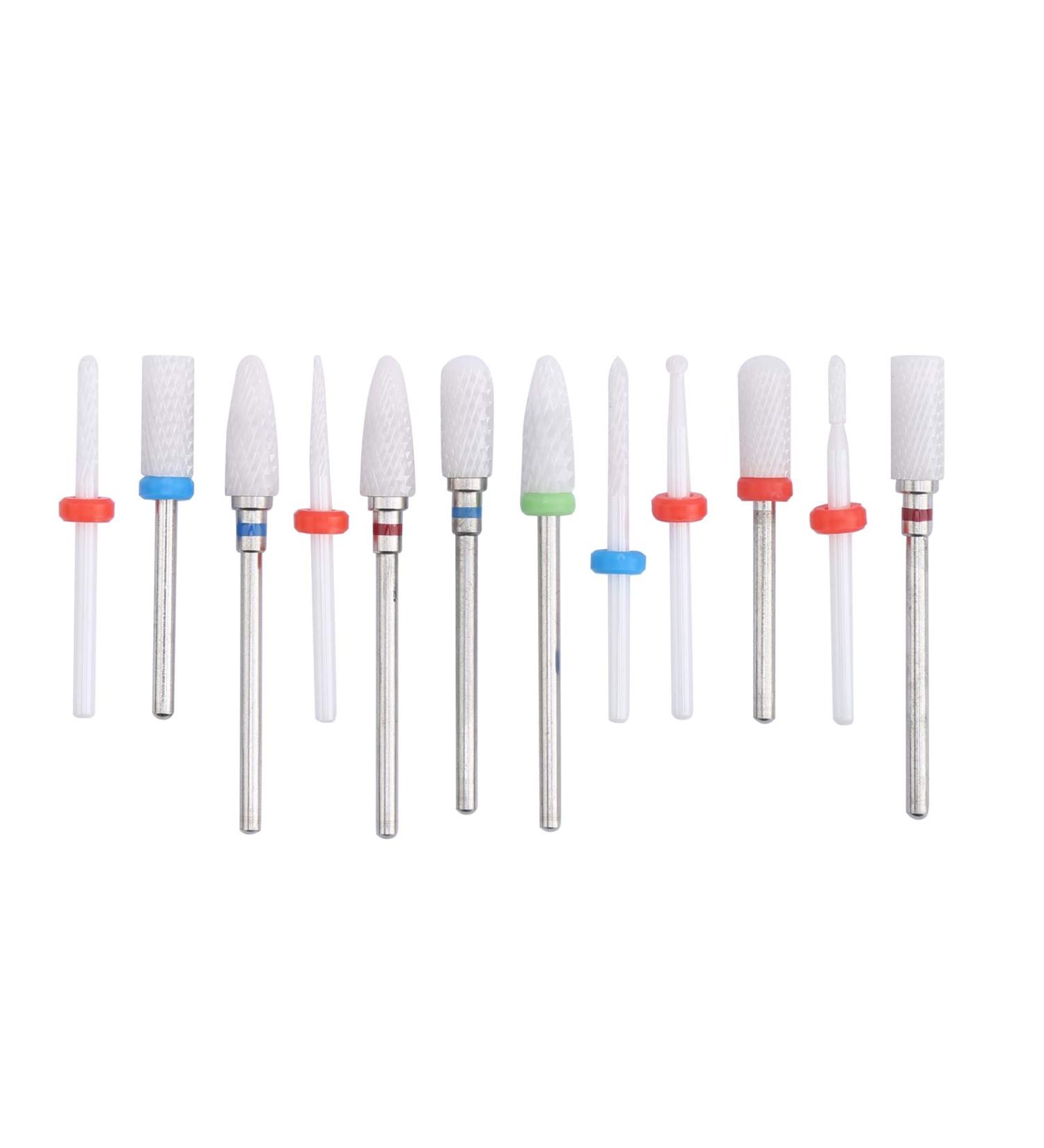12 Pieces Ceramic Nail Mill Bits Professional Electric Nail Drill Bits for Removing Nail Polish and Gel Electric Manicure Pedicure Nail File Bits - Buy Online on GoSupps.com