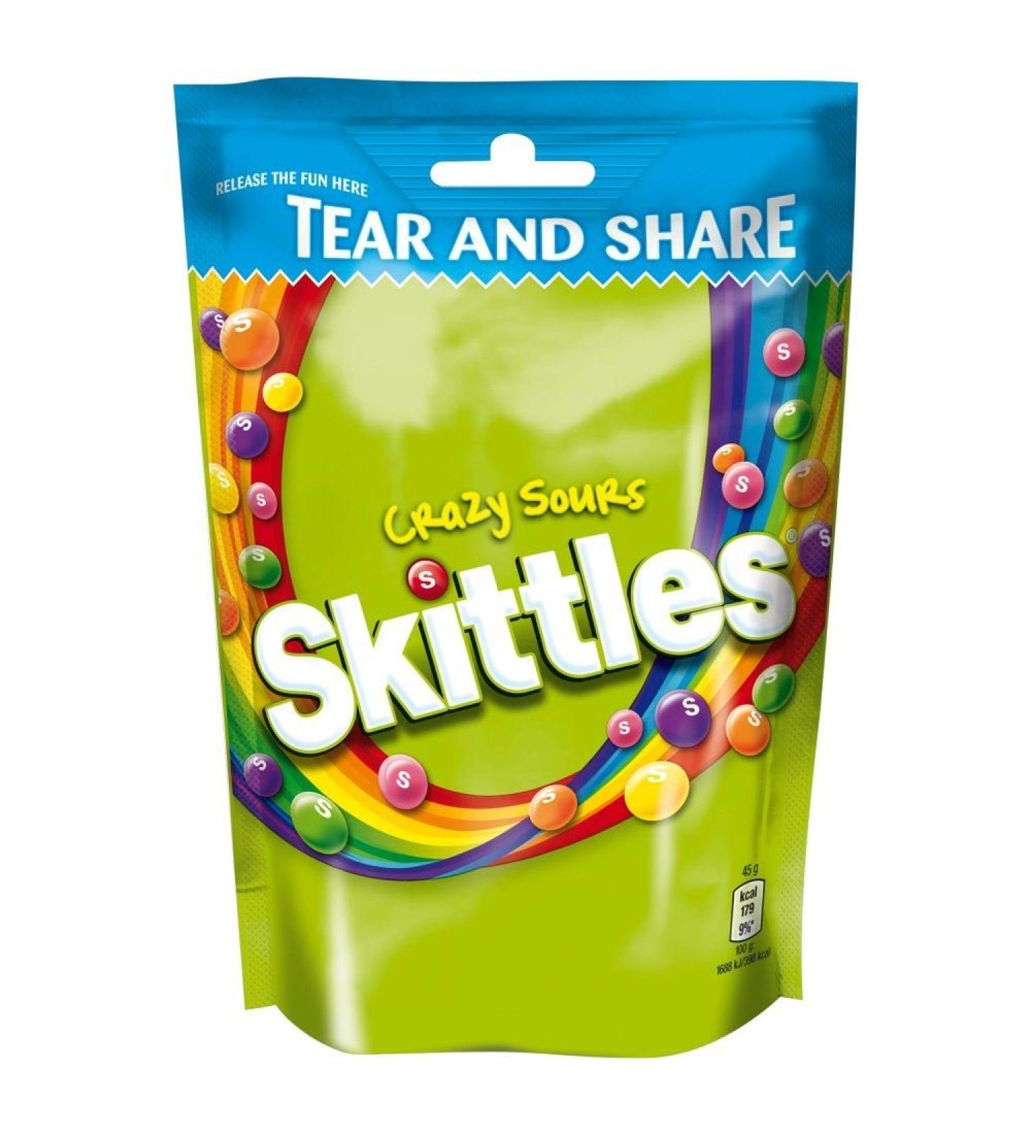 Skittles Crazy Sour Pouch - 174g - Pack of 2 (174g x 2 Pouches)