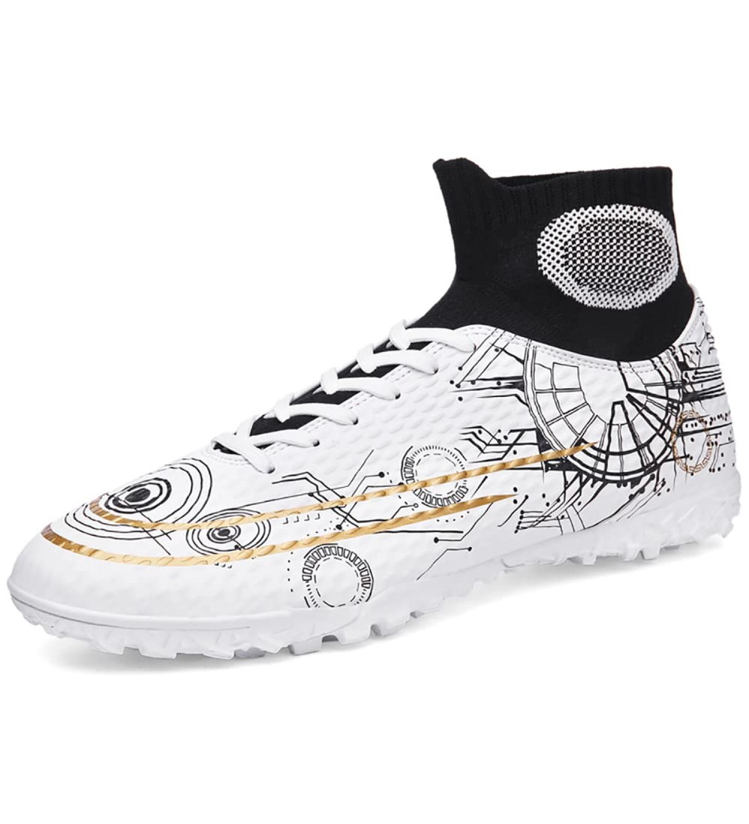 Men's High-Top Soccer Cleats - Professional Athletic Football Shoes in White- Size 9.5 - Buy Online on GoSupps.com