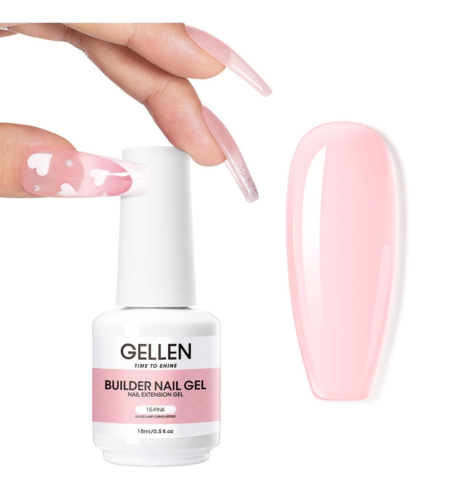 Gellen 15ml Builder Gel Nude Pink Extension Hard Gel for Nails Color Nail Gel Strengthener Gel No Need Slip Solution UV LED Gel Thickening Enhancement Building Gel Nail Polish - Buy Online on GoSupps.com