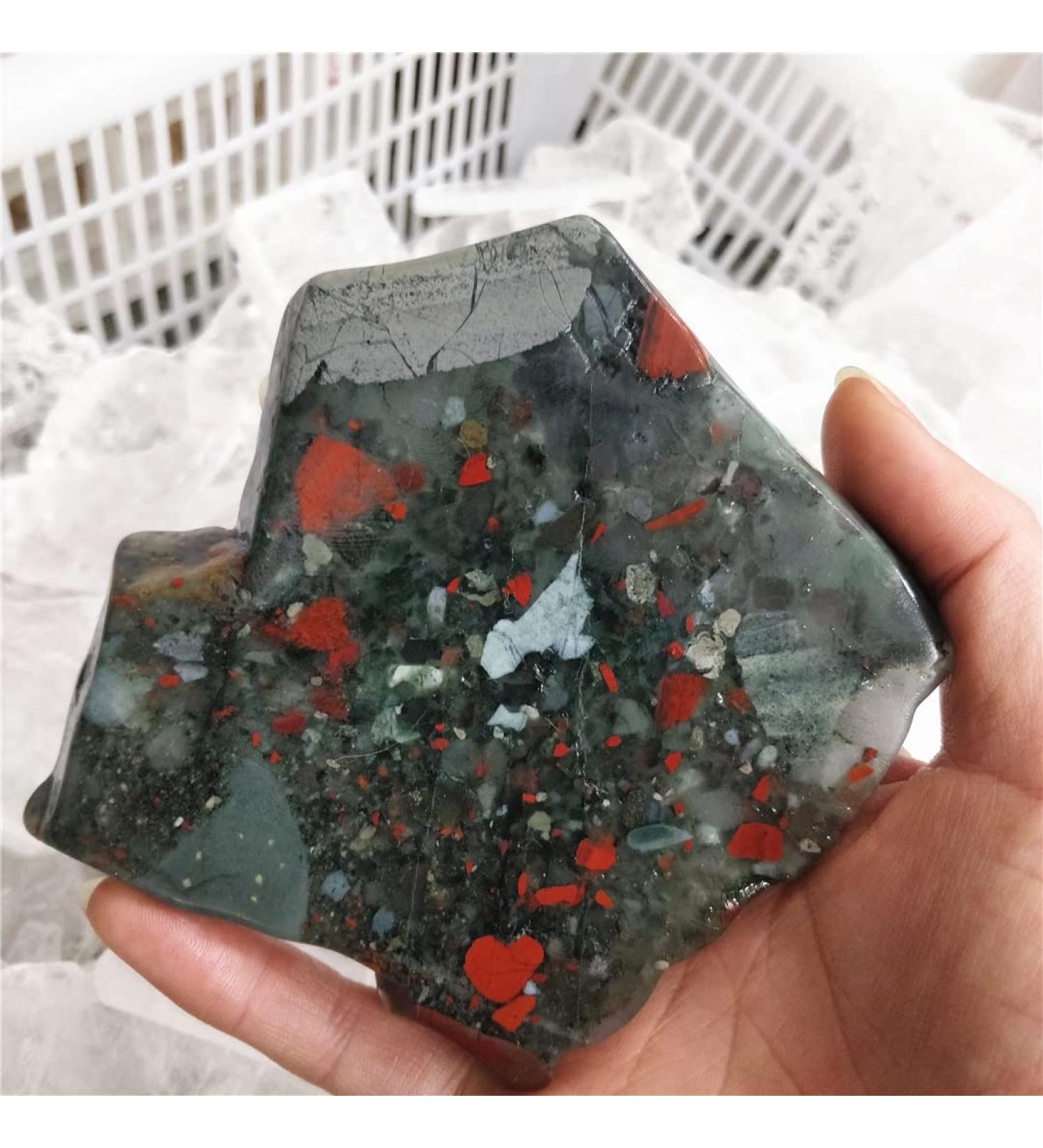 Natural Dragon Blood Crystal Rough Raw Stone Slabs Bloodstone Quartz Samples Coaster Plate Collections Specimens in Bulk ZJGIDTEM (Size : 500g 2pc)