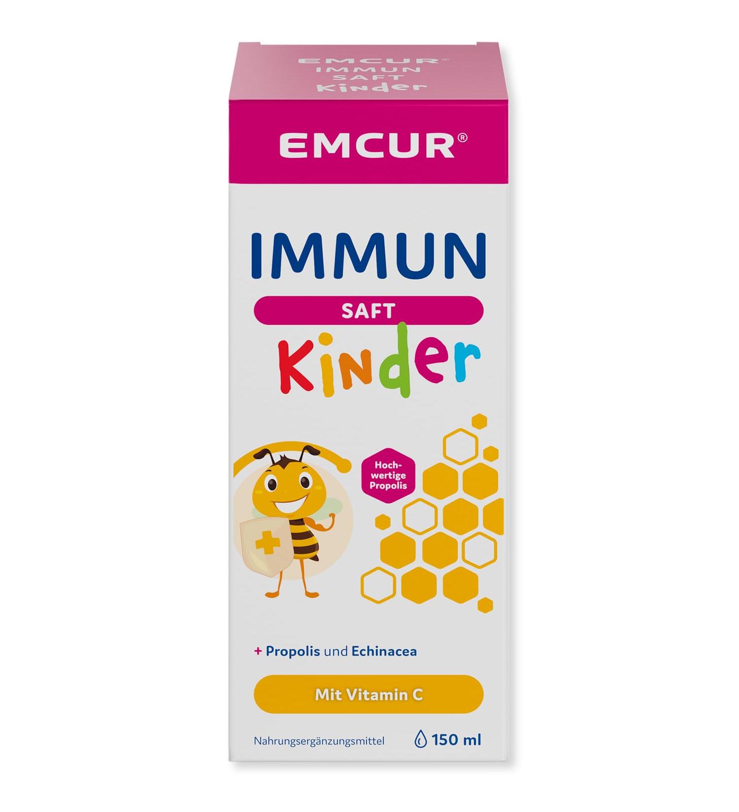Emcur Immun Juice for Children - Vitamin C Propolis Echinacea & Thyme | Boost Immune System - 150ml Liquid - Buy Online on GoSupps.com