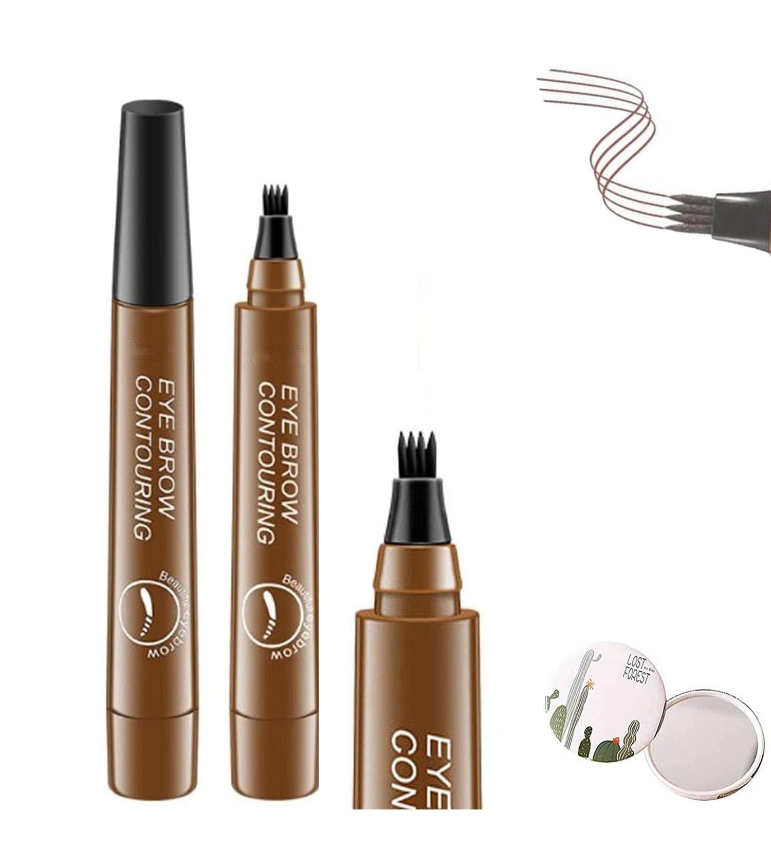 Lumierez Micro Fork Tip Precise Brow Pen 4 Tipped Precise Brow Pen Waterproof Micro Fork Tip Eyebrow Precise Brow Pen (Light brown) - Buy Online on GoSupps.com