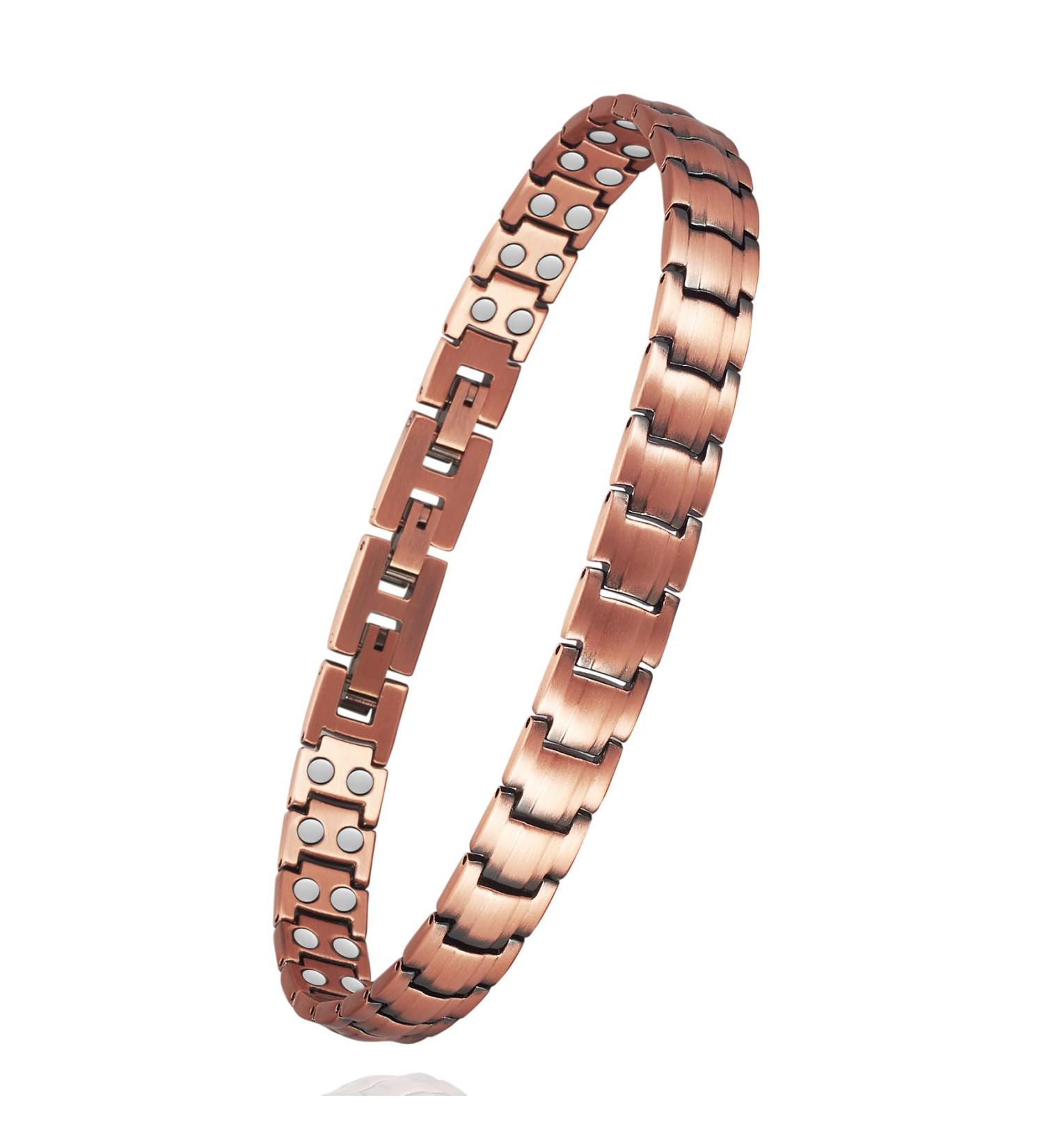 99% Pure Copper Adjustable Anklet Bracelet for Women - Double Row Magnets Copper Jewelry Gift - Buy Online on GoSupps.com