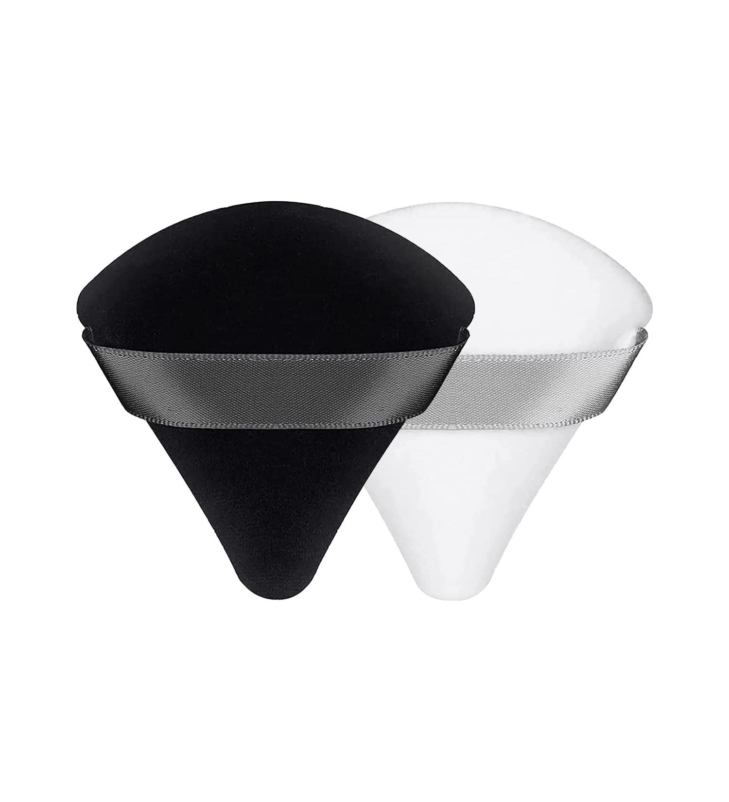 QLines Powder Puff 2 Pcs - Triangle Powder Puffs - Soft & Resuable Foundation Makeup Sponge with Silky Ribbon - Perfect for Pressed and Loose Powder Dry & Wet Makeup Black White - Buy Online on GoSupps.com