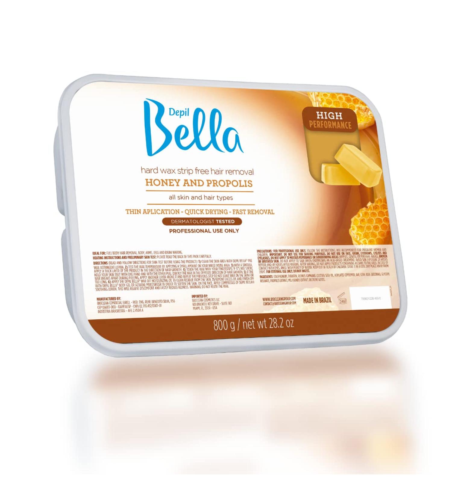 Depil Bella Hard Wax with Honey and Propolis 28.2oz - Professional Hair Removal Wax | High-Performance Honey Wax for Quick Dry & Strip-Free Removal | Suitable for All Skin & Hair Types - Buy Online on GoSupps.com