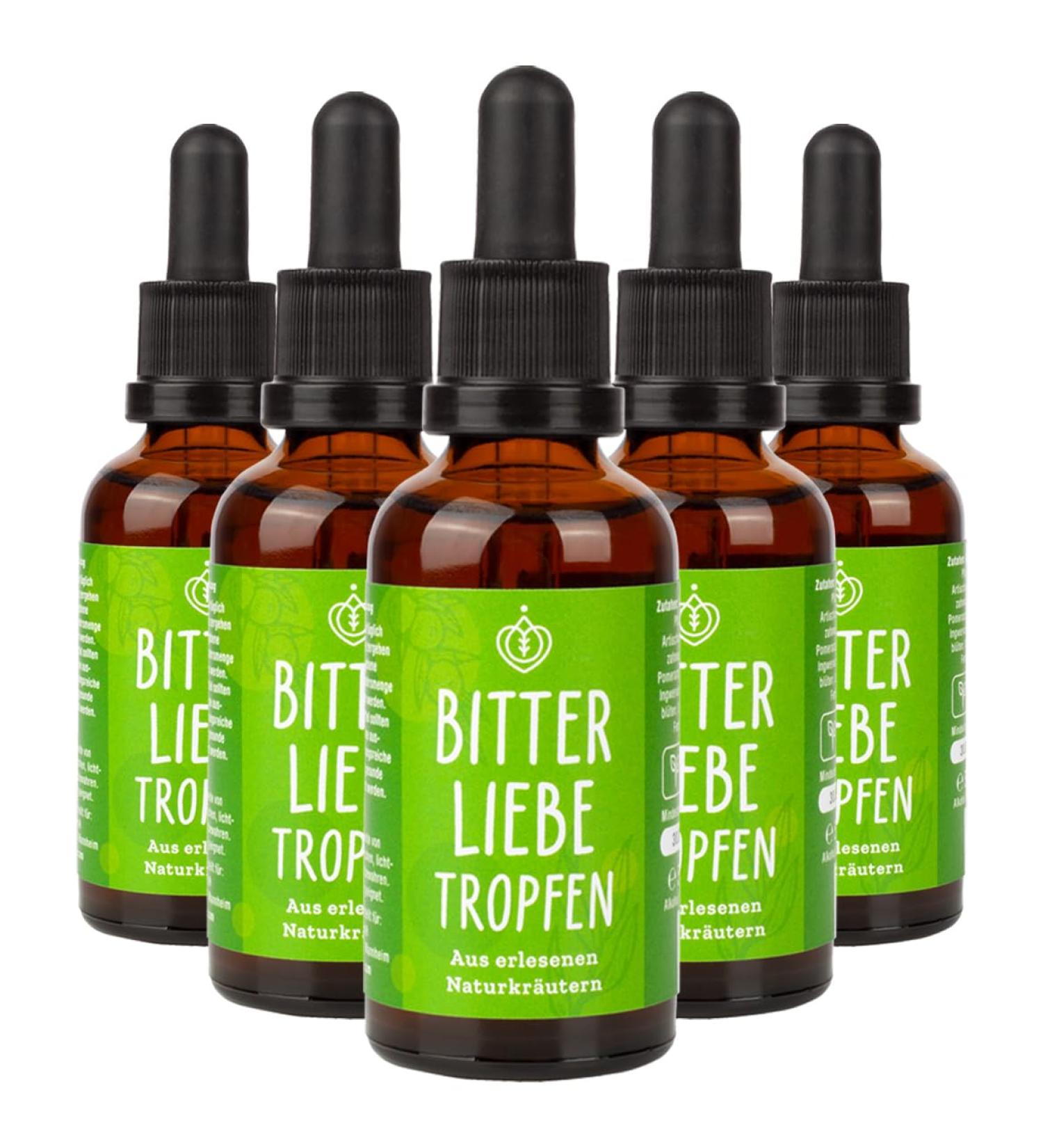Bitterliebe Original Bitter Fabrics Drop 50ml - High-Dose Bitter Drops by Hildegard von Bingen - Made in Germany - 5 Set - Shop Internationally - Buy Online on GoSupps.com