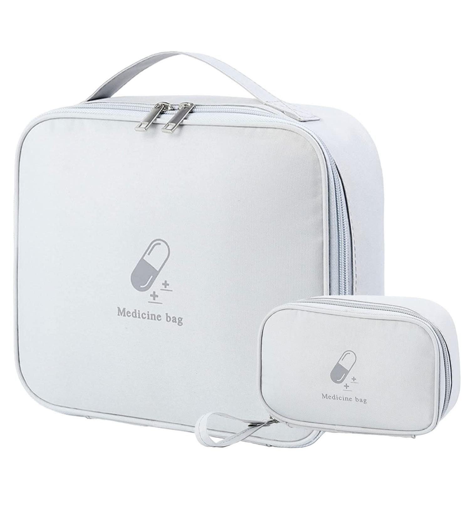 Large Capacity Waterproof Medication Bag - 2 Pack Emergency First Aid Storage for Travel & Home - Gray - Buy Online on GoSupps.com