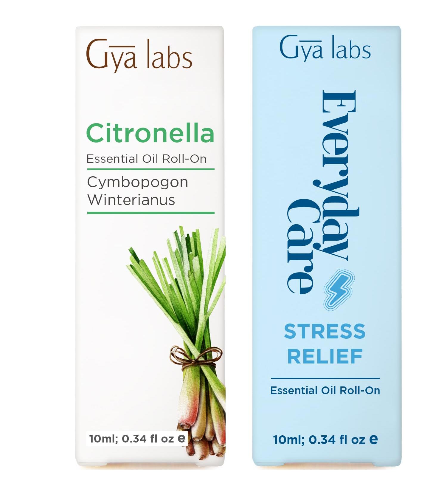 Gya Labs Citronella & Stress Relief Roll On Set - Essential Oils Aromatherapy Roll On with Essential Oil Set - 2x0.34 fl oz - Buy Online on GoSupps.com