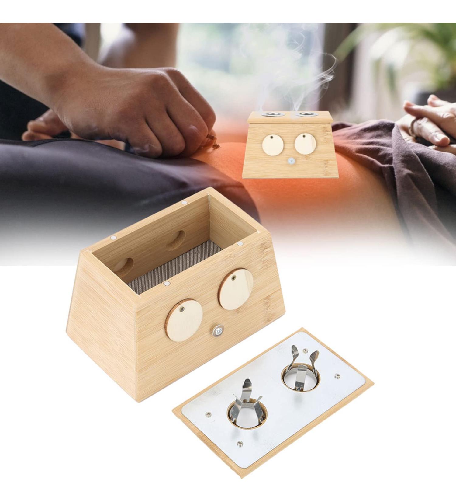 Moxibustion Box - Durable Bamboo Moxa Stick Holder with 2 Holes | Insulated Moxa Roller Box for Body Massage | Perfect for 14-18 mm Moxa Rolls - Buy Online on GoSupps.com