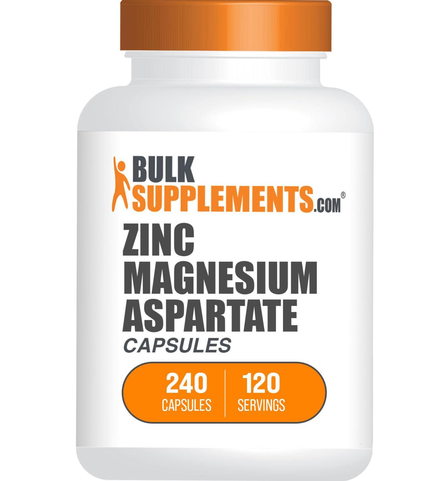 BulkSupplements.com Zinc Magnesium Aspartate Capsules - Gluten Free 2 Capsules per Serving 240 Count (Pack of 1) - Buy Online on GoSupps.com