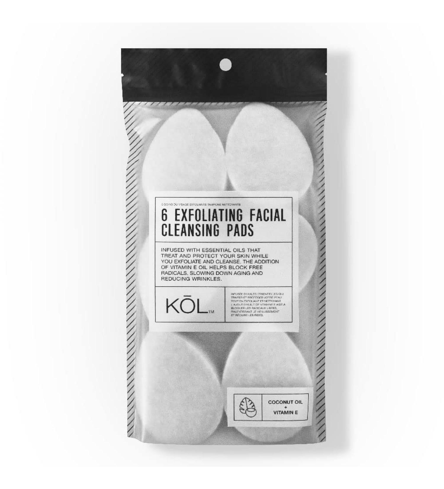 KOLL KL 6 Coconut Infused Exfoliating Facial Cleansing Pads - 6 Pack - Buy Online on GoSupps.com