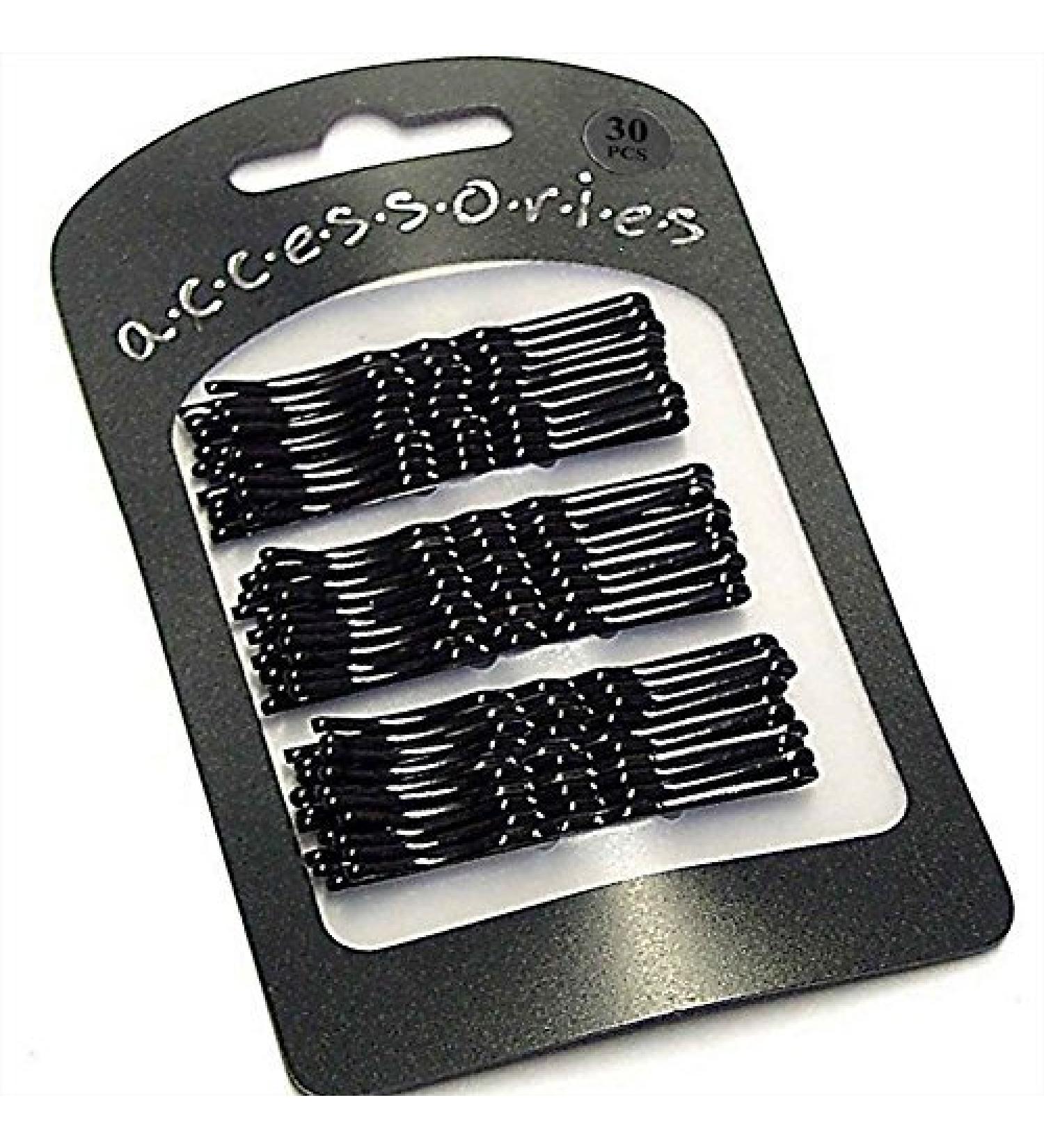 30 Extra Long Black Traditional Kirby Hair Grips Slides Clips Pins 7cm by Pritties Accessories White Brown Silver Black