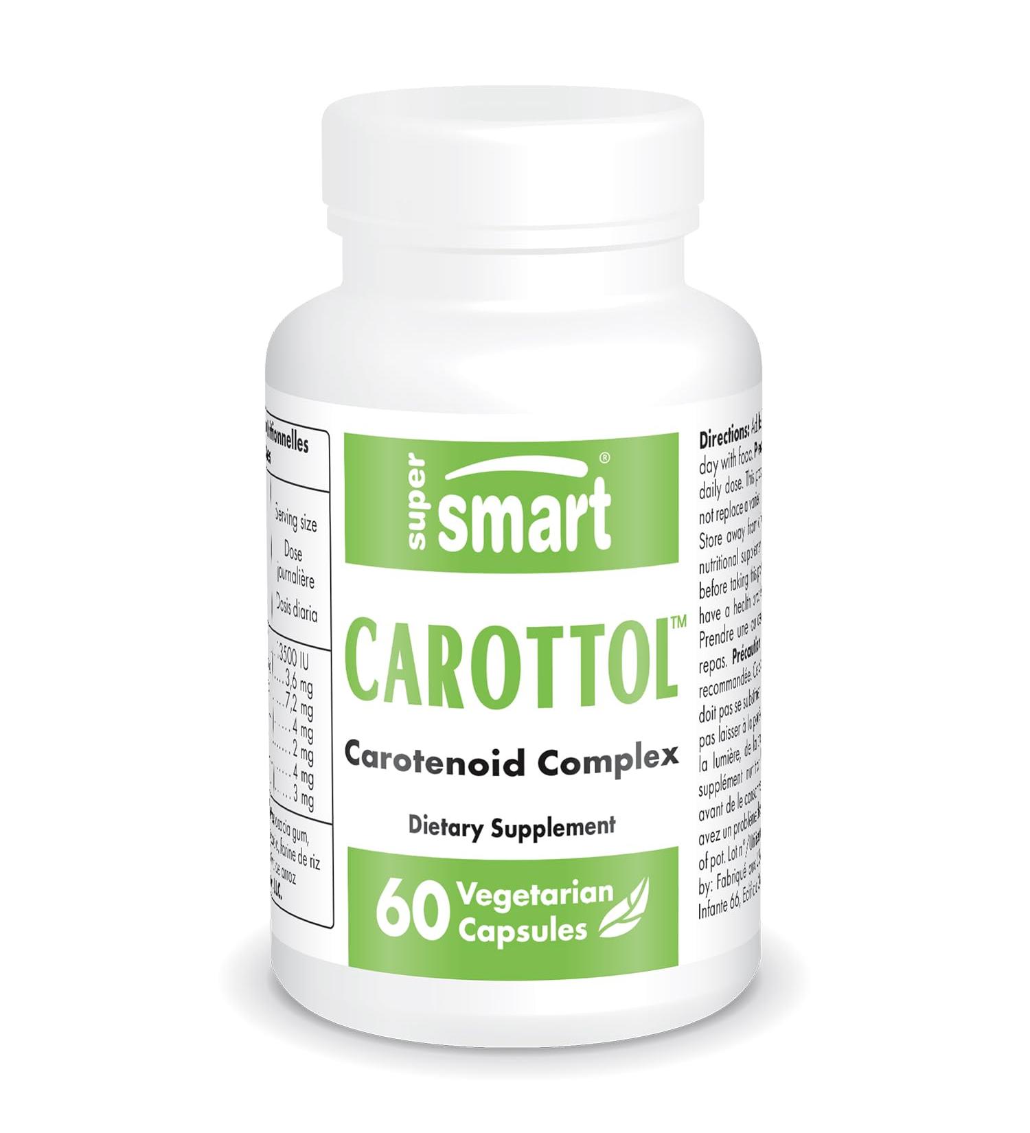 Supersmart Carottol Carotenoid Complex Supplement - Beta Carotene Lycopene Lutein & Zeaxanthin for Vision & Eye Health - Non-GMO Gluten Free - 60 Vegetarian Capsules | Immune Booster - Buy Online on GoSupps.com