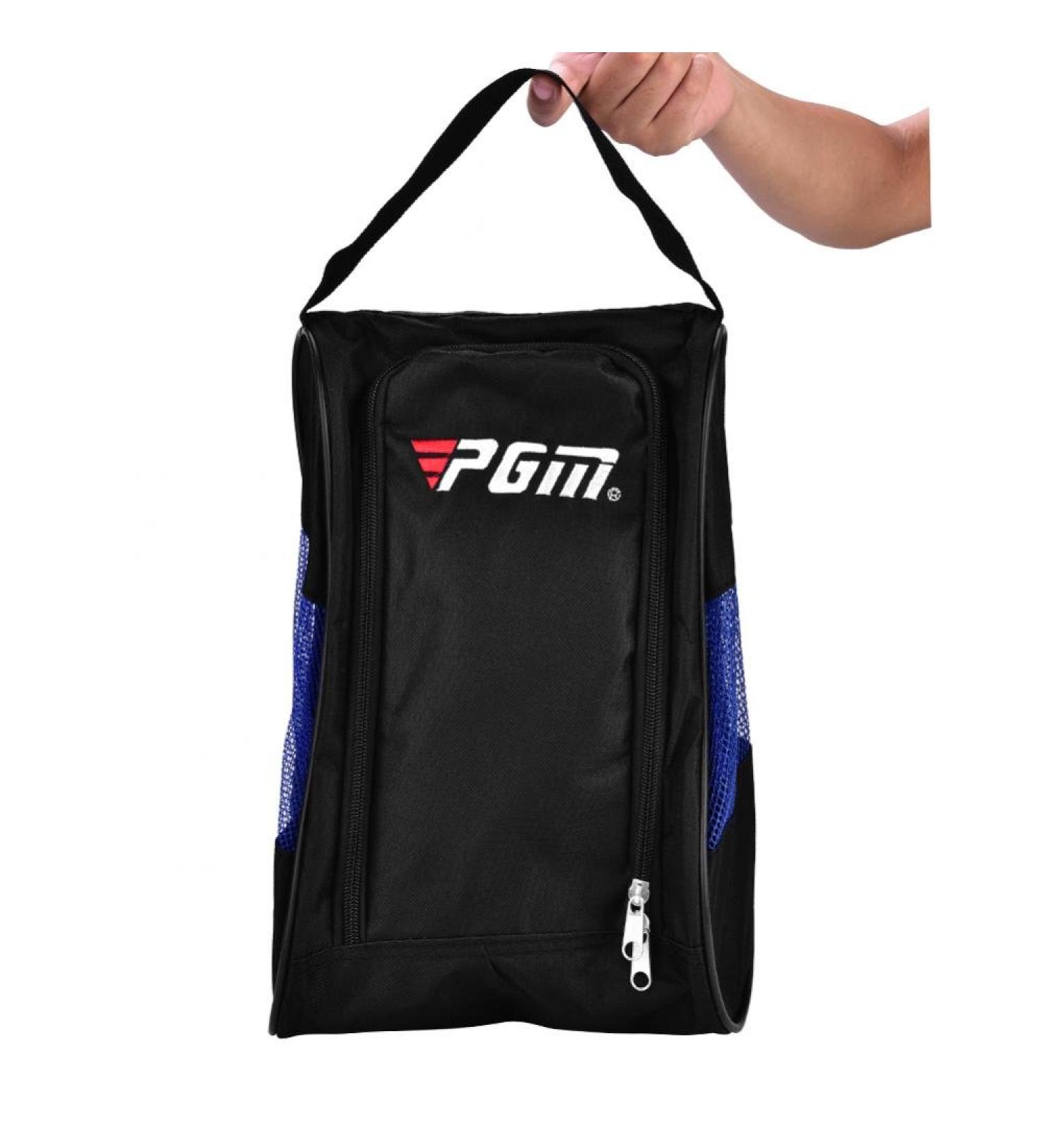 Waterproof Shoe Bag for Sports - Nylon Spikes Organizer Travel Bag for Men & Women - Zippered Accessory Storage (Black/Blue) - Buy Online on GoSupps.com