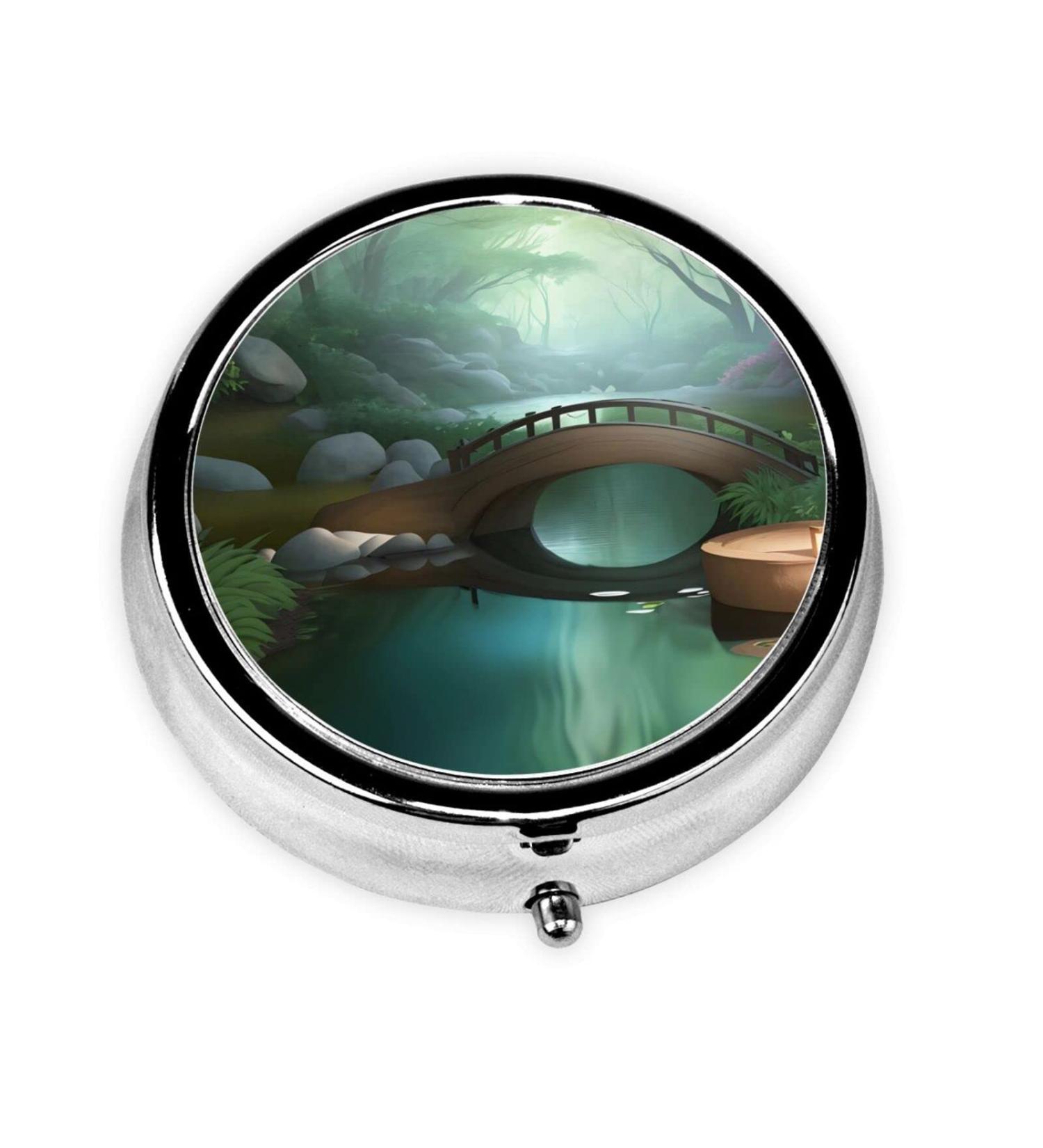 Portable 3 Compartment Round Pill Box Organizer - Little Bridge Eastround - Ideal Travel Solution for Medication - Buy Online on GoSupps.com