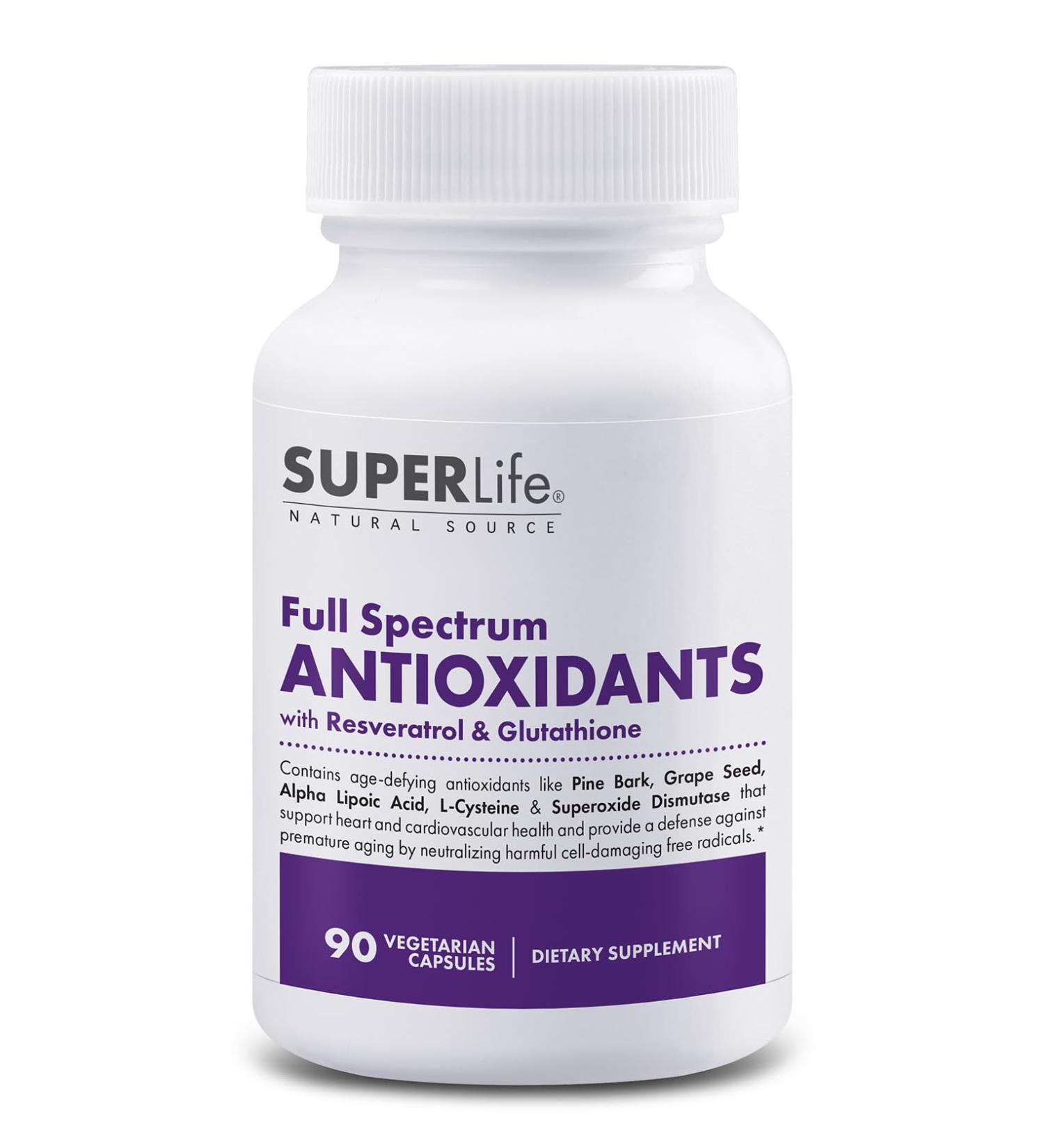 Full Spectrum Antioxidants - with Resveratrol Turmeric Red Grape & Acai Berry - Powerful Blend of Potent Anti-Aging Nutrients | Supports Heart & Cardiovascular Health | Supplement - 90 Capsules