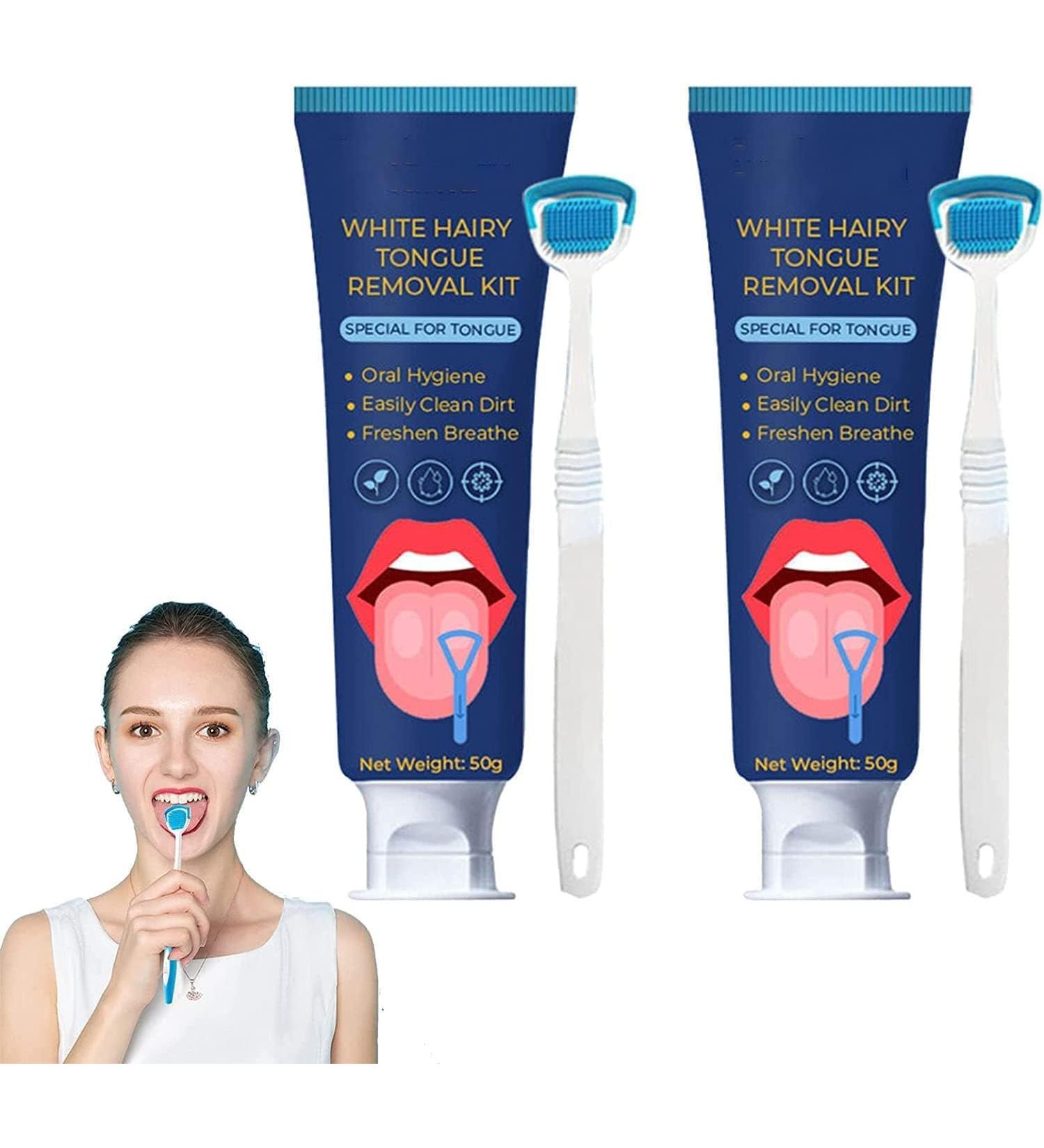 YANGYANGDA Tongue Removal Kit - Tongue Scraper & Cleaning Gel with Brush for Fresh Breath (2 Pack) | Effective Oral Hygiene Solution - Buy Online on GoSupps.com