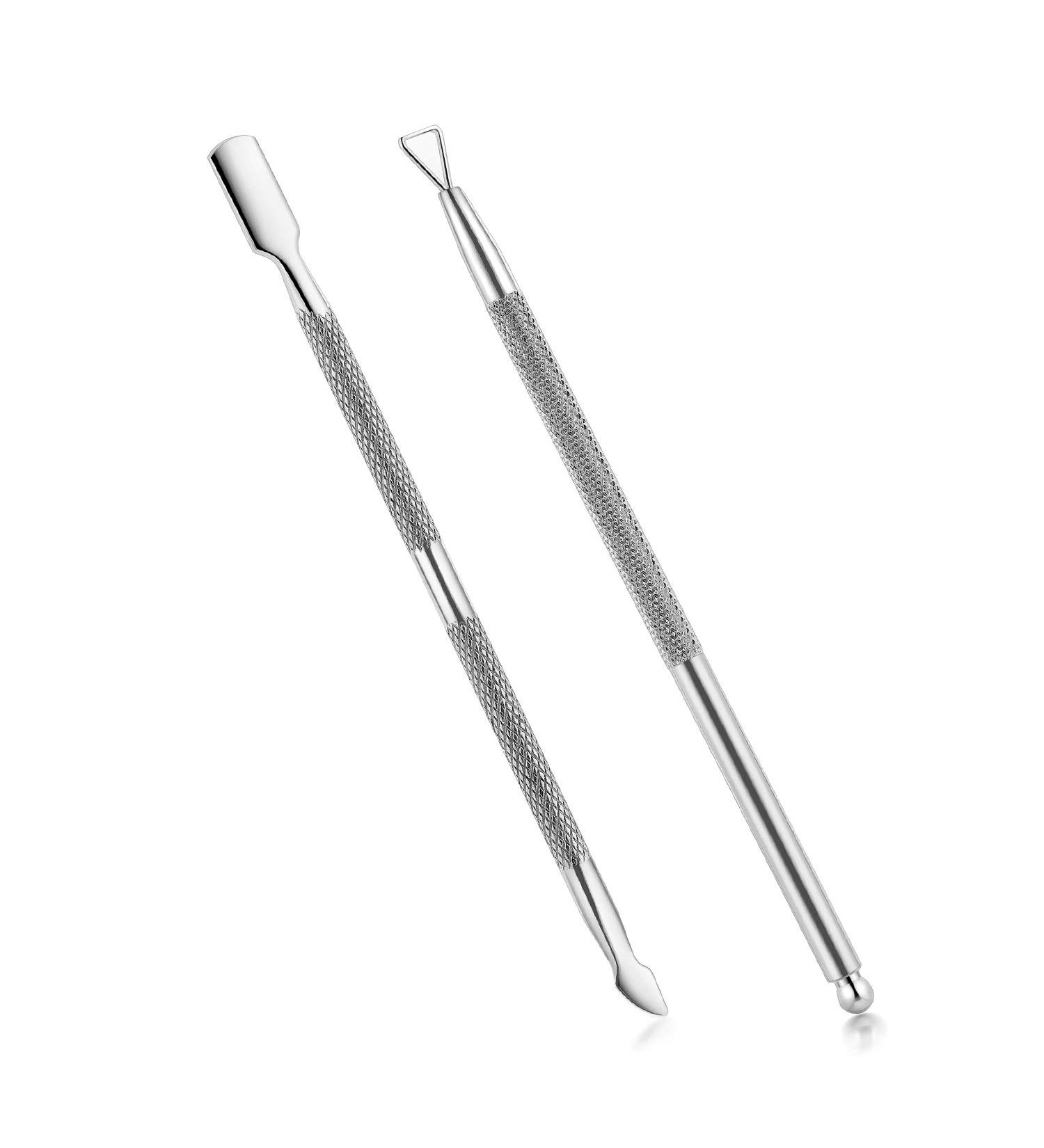 2PCS Stainless Steel Cuticle Pusher & Cutter Set - Professional Nail Care Tools with Storage Case for Manicure & Pedicure - Buy Online on GoSupps.com