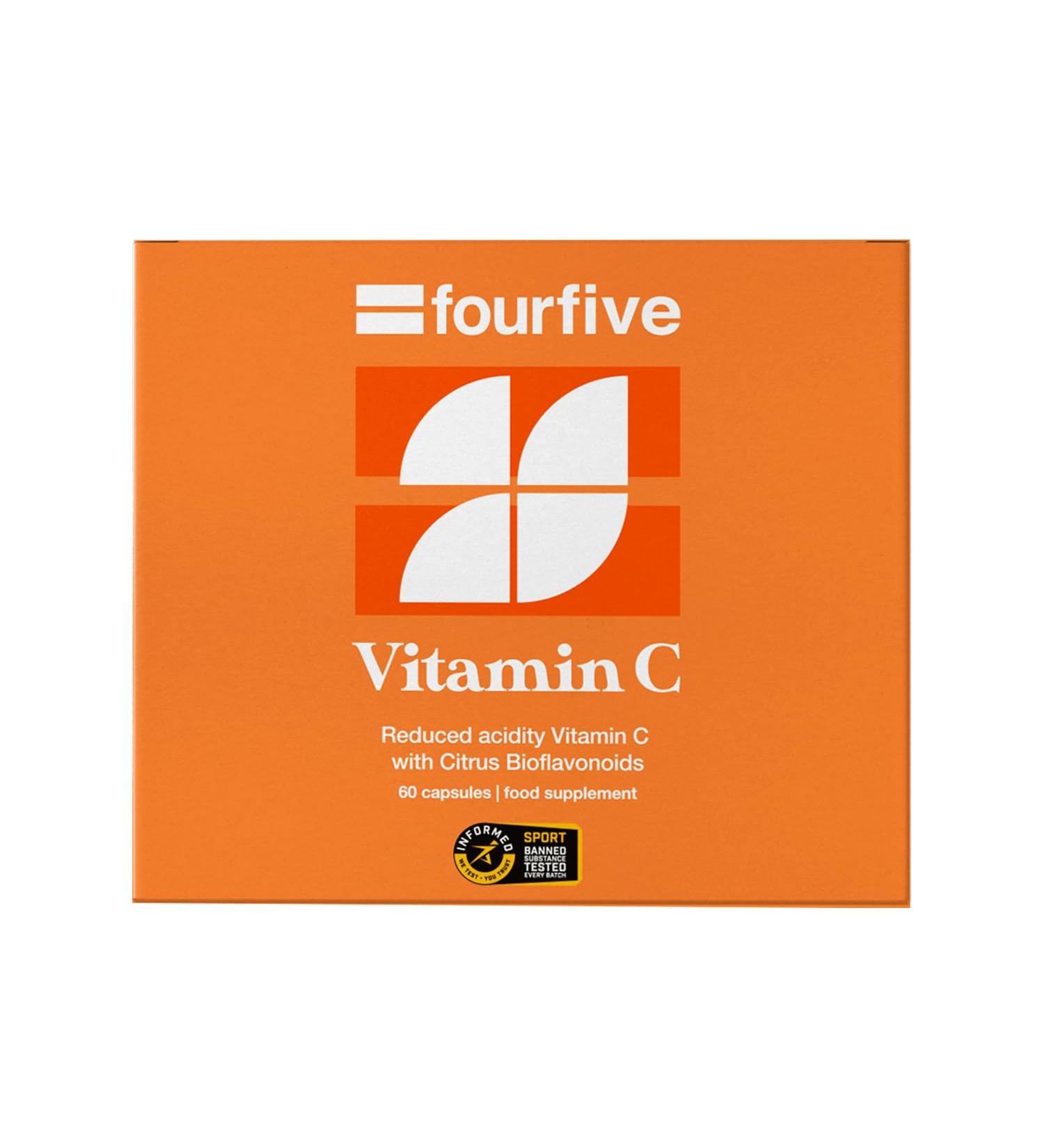fourfive Vitamin C 500mg Capsules - Immune System Support & Collagen Formation - Vegan & Natural - 60 Capsules - Buy Online on GoSupps.com