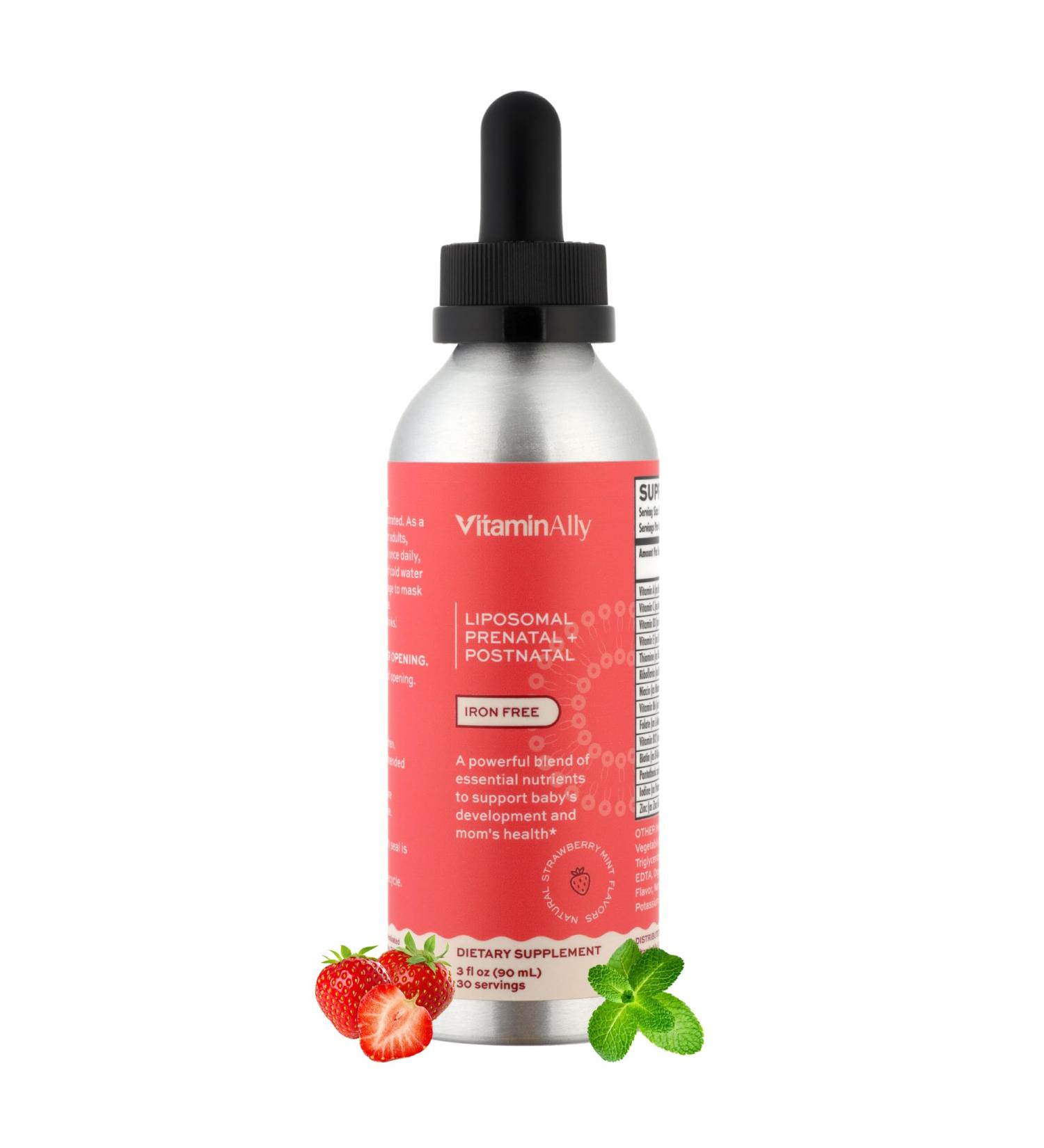 Vitaminally Liposomal Liquid prenatal+ Postnatal - Iron Free | Sugar Free | Non-GMO | Gluten Free| Supports Baby Development and Moms Health Throughout The Pregnancy and Nursing - Buy Online on GoSupps.com