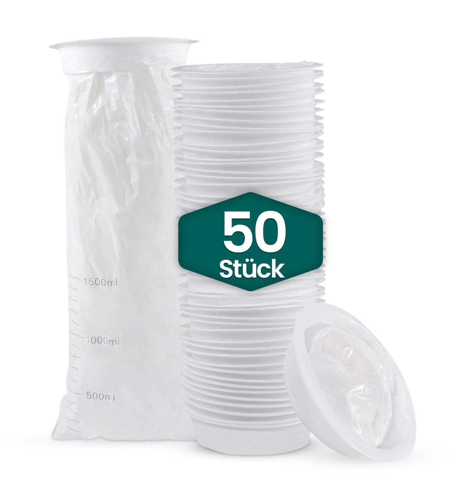 1500ml Disposable Break Bags 50 Pack White Emesis Bags with Mouthpiece & Snap Lock | High-Density Nausea Relief for Pregnant Women - Buy Online on GoSupps.com