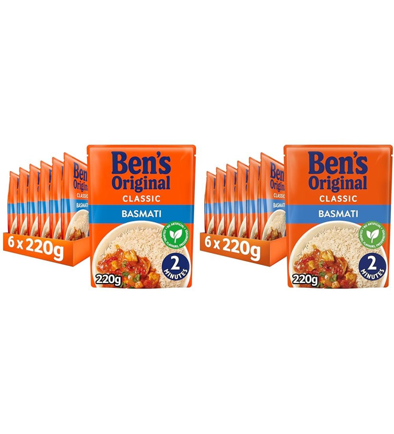 Ben's Original Basmati Microwave Rice Bulk Multipack 6 x 220 g pouches (Pack of 2) - Buy Online on GoSupps.com