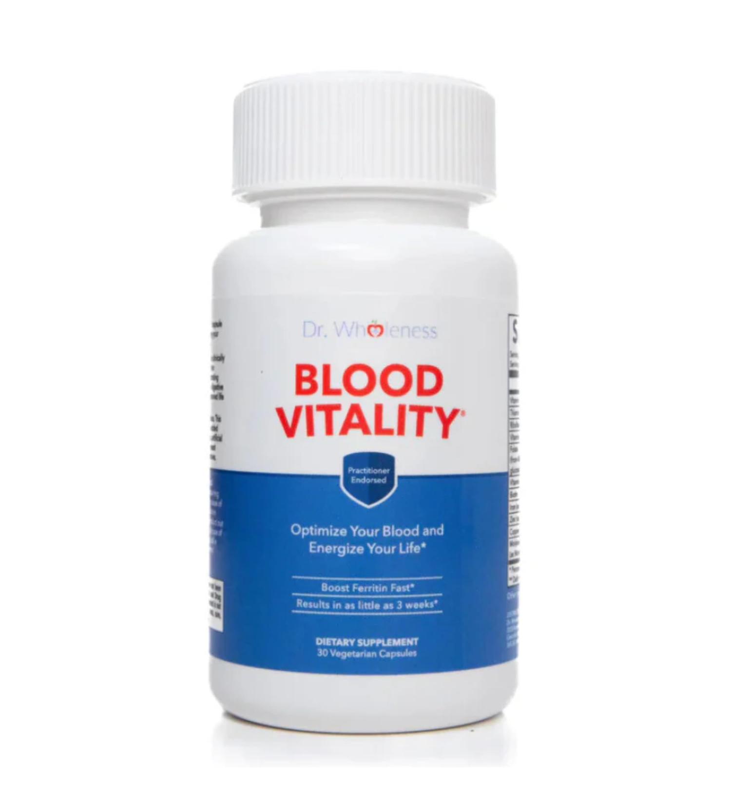 Dr. Wholeness Blood Vitality | Daily Iron/Multivitamin Supplement | Boost Ferritin and Energy, Most Effective Iron Supplement, High Potency, Non-Constipating, No Nausea, and Bioavailable | 30 Capsules - Buy Online on GoSupps.com