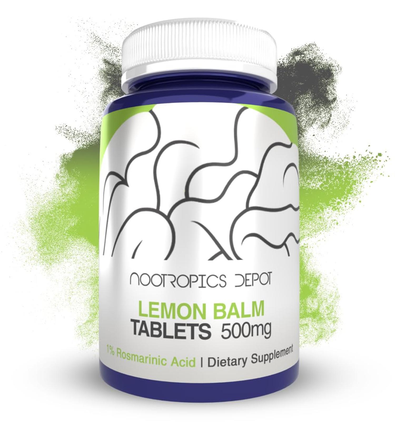 Nootropics Depot Lemon Balm Extract Tablets | 500mg | 120 Count | 10:1 Water Ethanol Extract - Buy Online on GoSupps.com