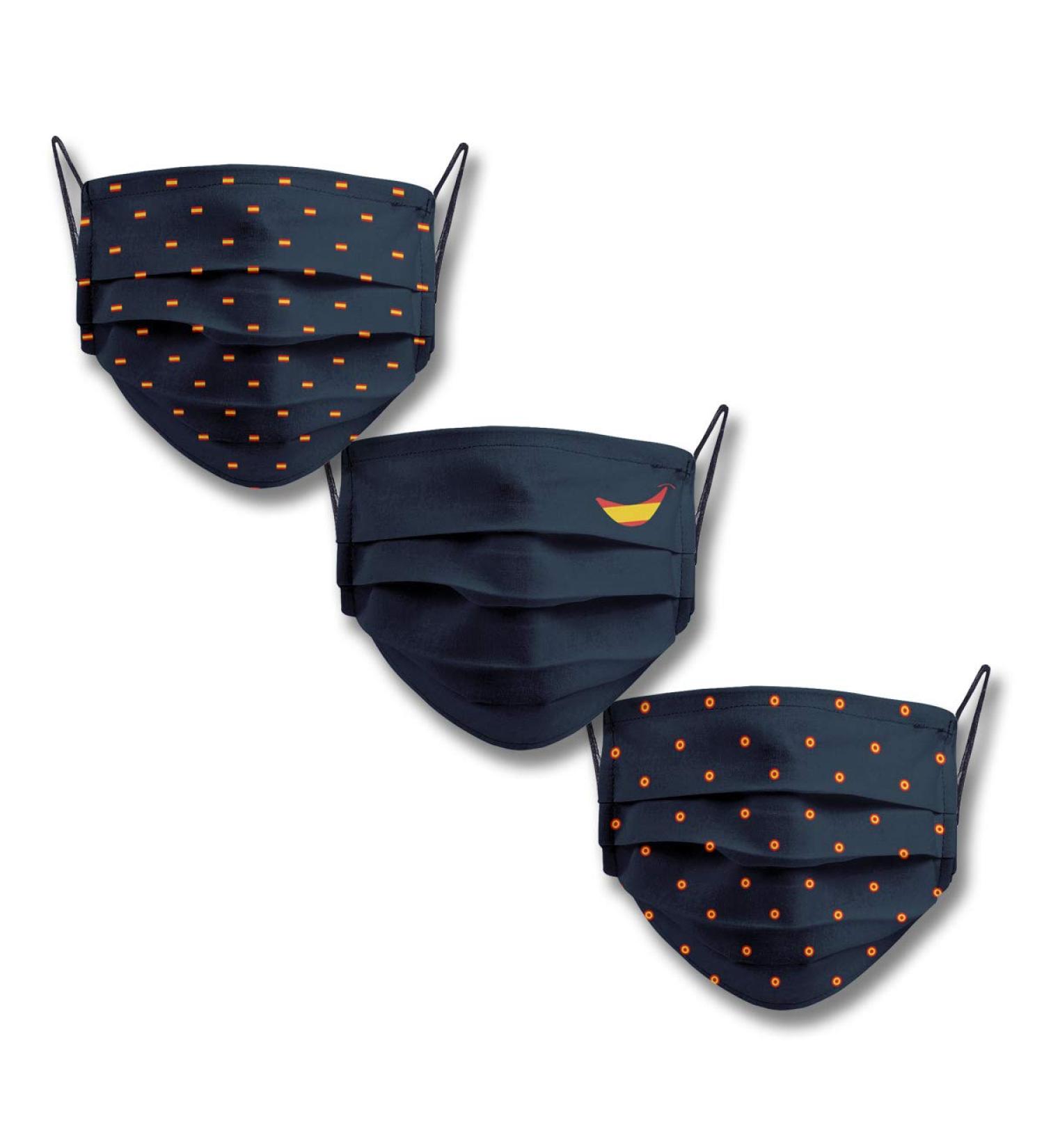 Cencibel Smart Casual Children's Masks - Spanish Flag 3 Pack Navy Blue Approved for Kids - Buy Online on GoSupps.com
