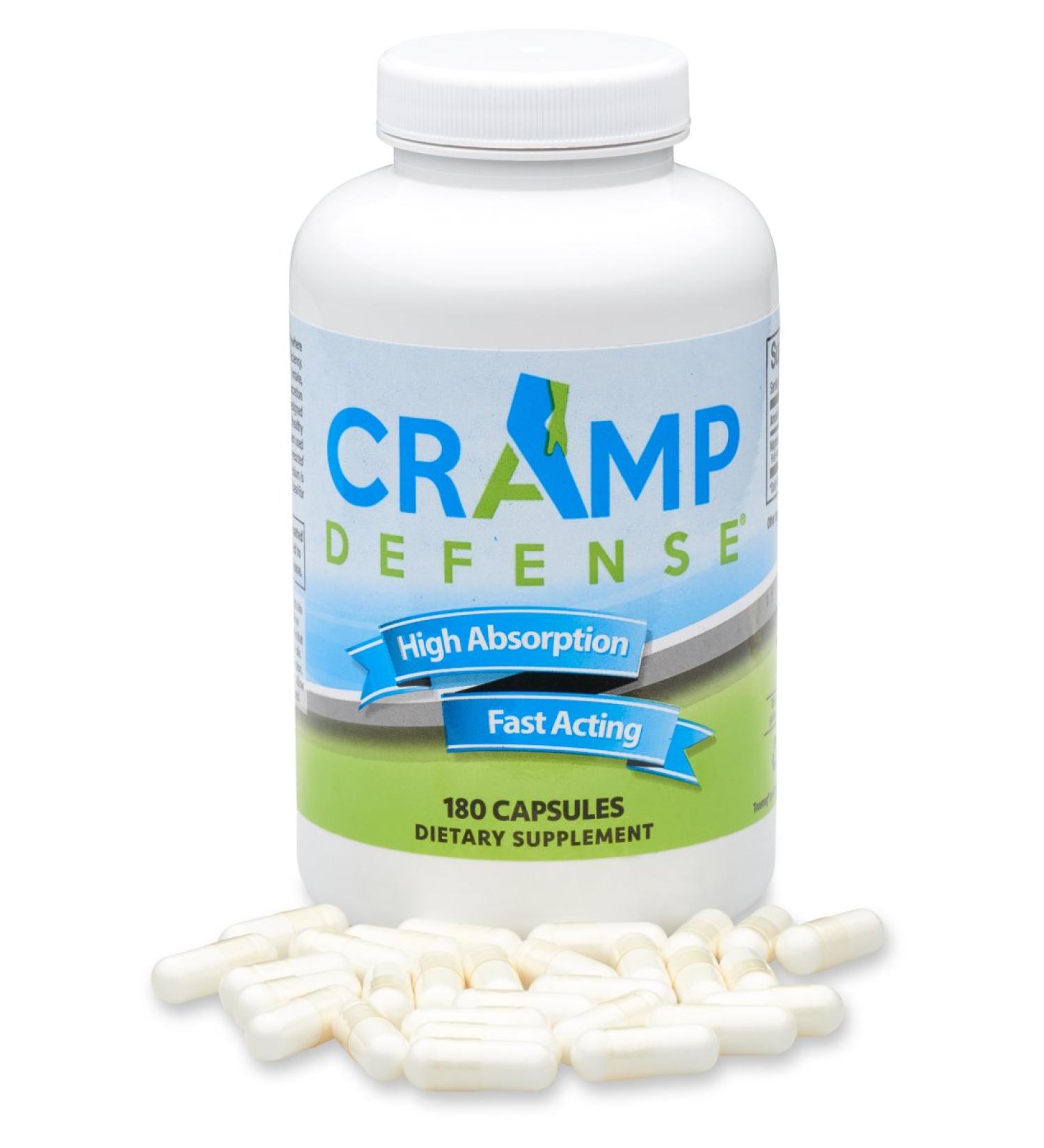 Cramp Defense Magnesium Capsules - Fast & Permanent Relief for Leg Cramps & Muscle Spasms - Organic Muscle Relaxer, Non-Laxative Formula - 180 Capsules - Buy Online on GoSupps.com
