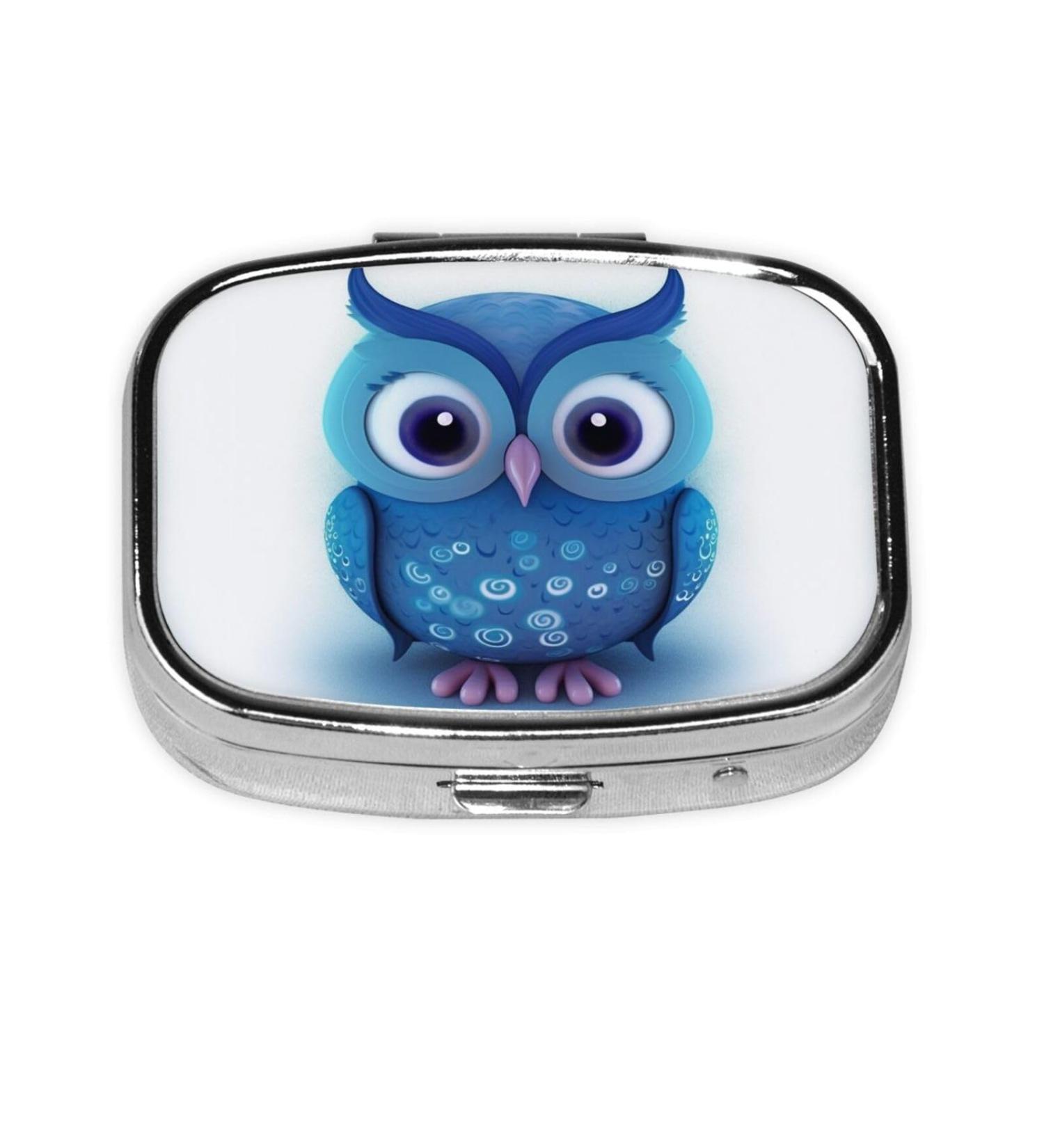 Blue Owl Printing 2 Compartment Small Pill Case - Cute Travel Pill Organizer & Pocket Purse Gift - Buy Online on GoSupps.com