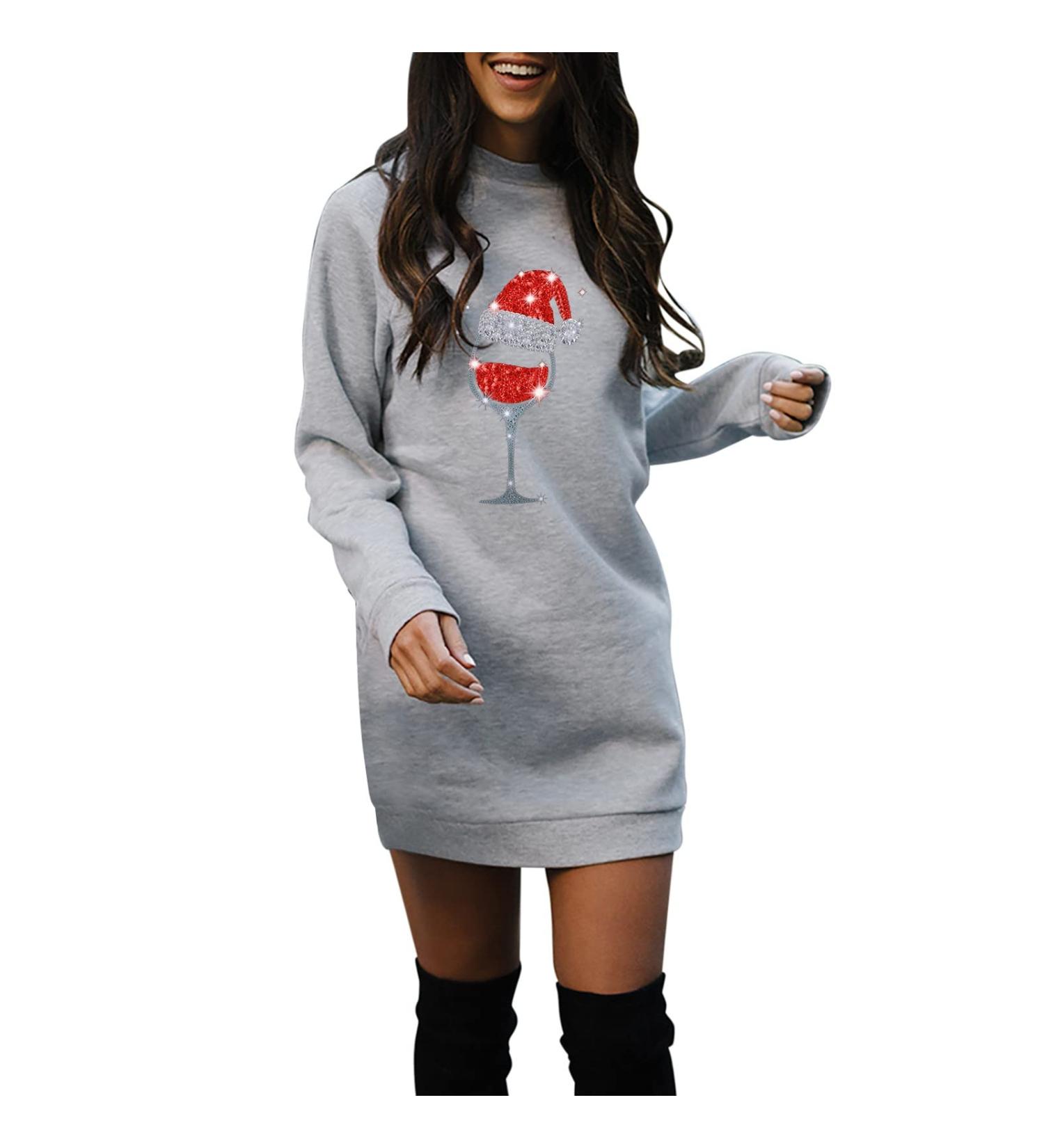 Women's Christmas Hoodie Sweatshirt Cartoon Hooded Dress for Holiday Parties | Autumn Winter Fashion - Buy Online on GoSupps.com