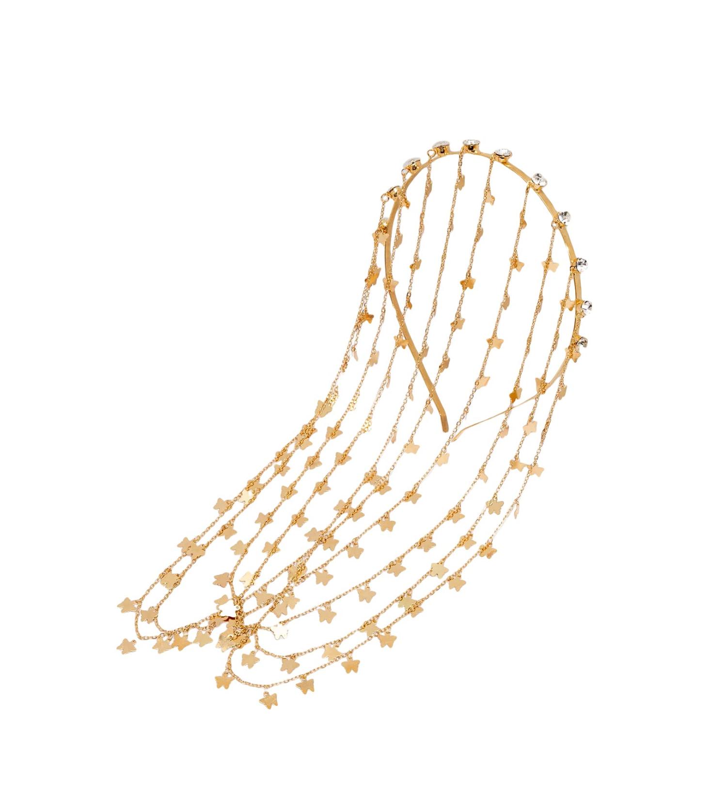 Verdusa Women's Rhinestone Fringe Layered Headband - Butterfly Gold Hair Chain - Buy Online on GoSupps.com