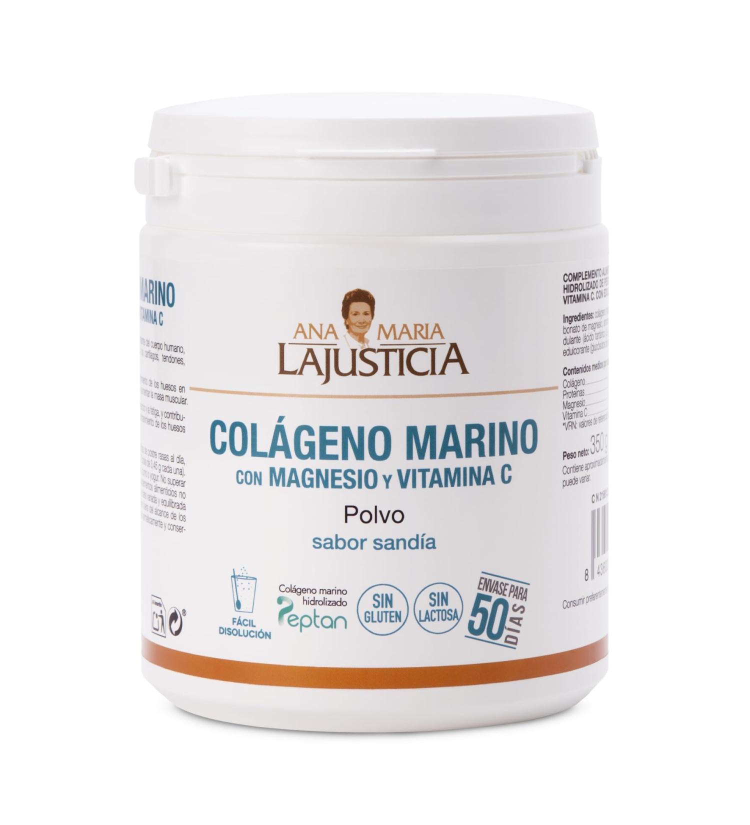  Ana Mar a Lajusticia Ana Maria Lajusticia - Marine Collagen with Magnesium and VIT C 350g (Watermelon Flavour) - Strong Seals and Smooth Skin Fabric Regenerator with Hydrolyzed Collagen Type 1 and 2 Container for 46 - Buy Online on GoSupps.com
