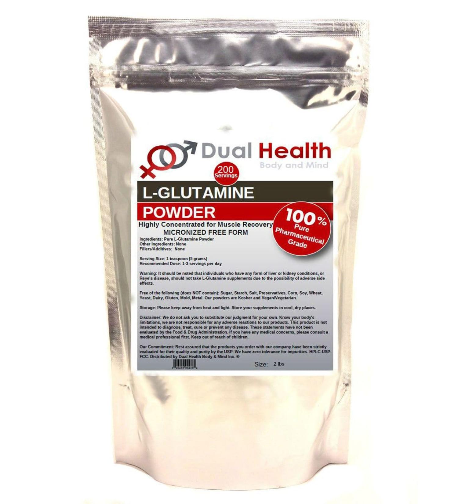 L-Glutamine (2 lbs) Pure Powder 5000mg Free Form Bulk Supplements Made in USA Immune Digestion GI Support Leaky Gut Health Muscle Energy Stamina Endurance Strength