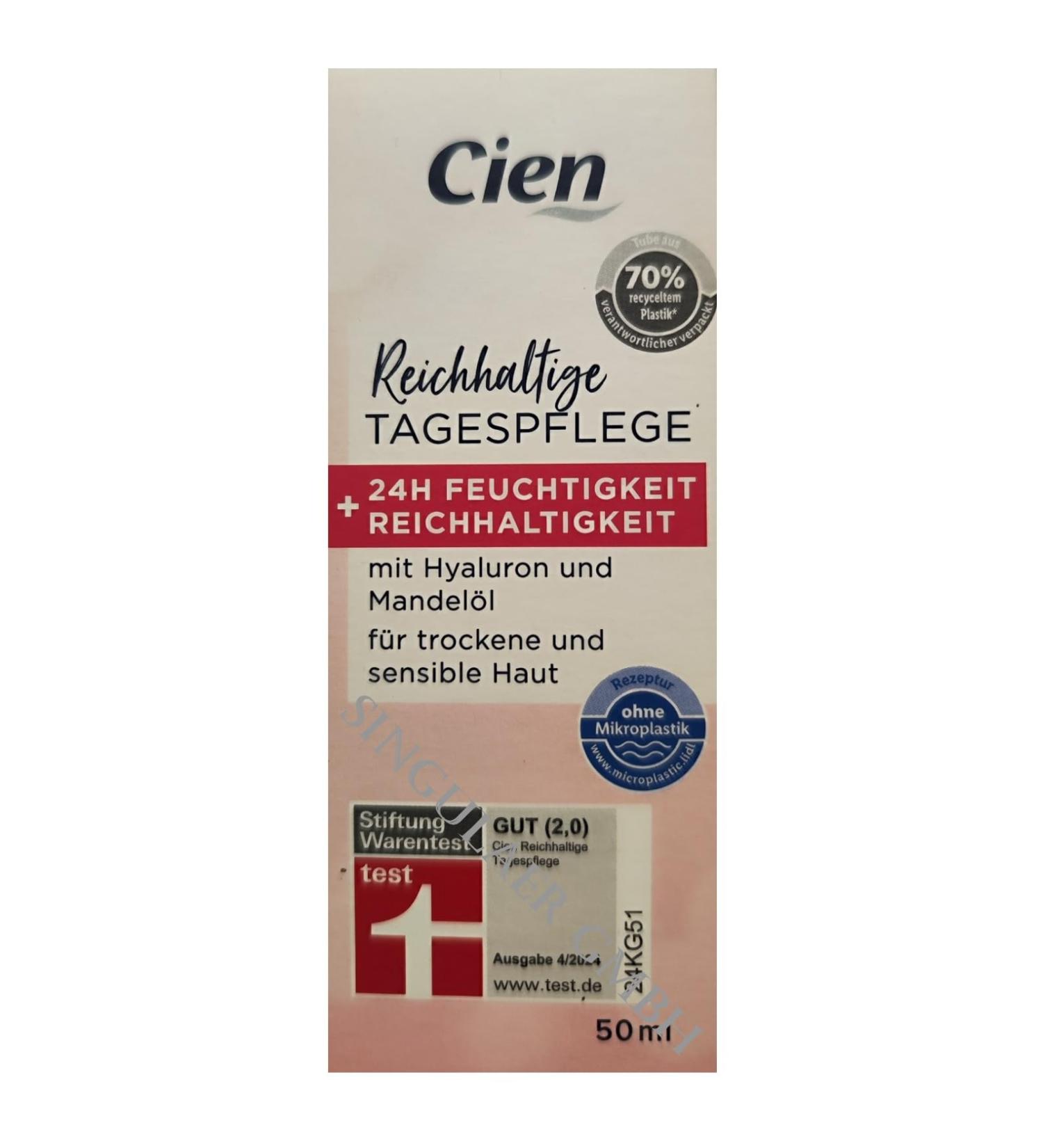  Cien CIEN Rich Day Care with Hyaluronic Acid and Almond Oil for Dry and Sensitive Skin - 1 x 50 ml - Buy Online on GoSupps.com