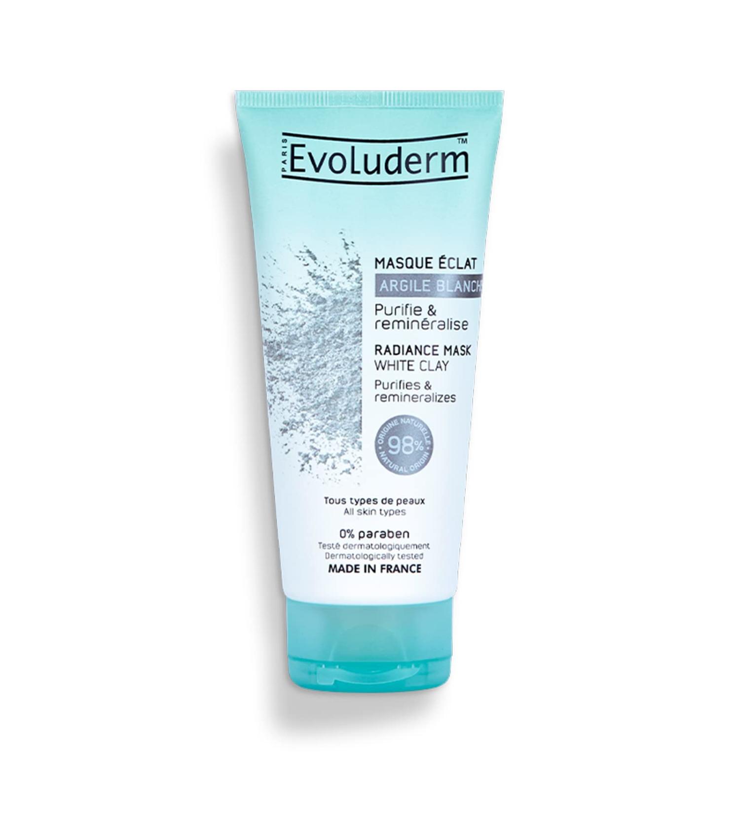 EVOLUDERM - White Clay Radiance Mask - 100 ml - 98% Natural Origin - Vegan - Made in France - Buy Online on GoSupps.com