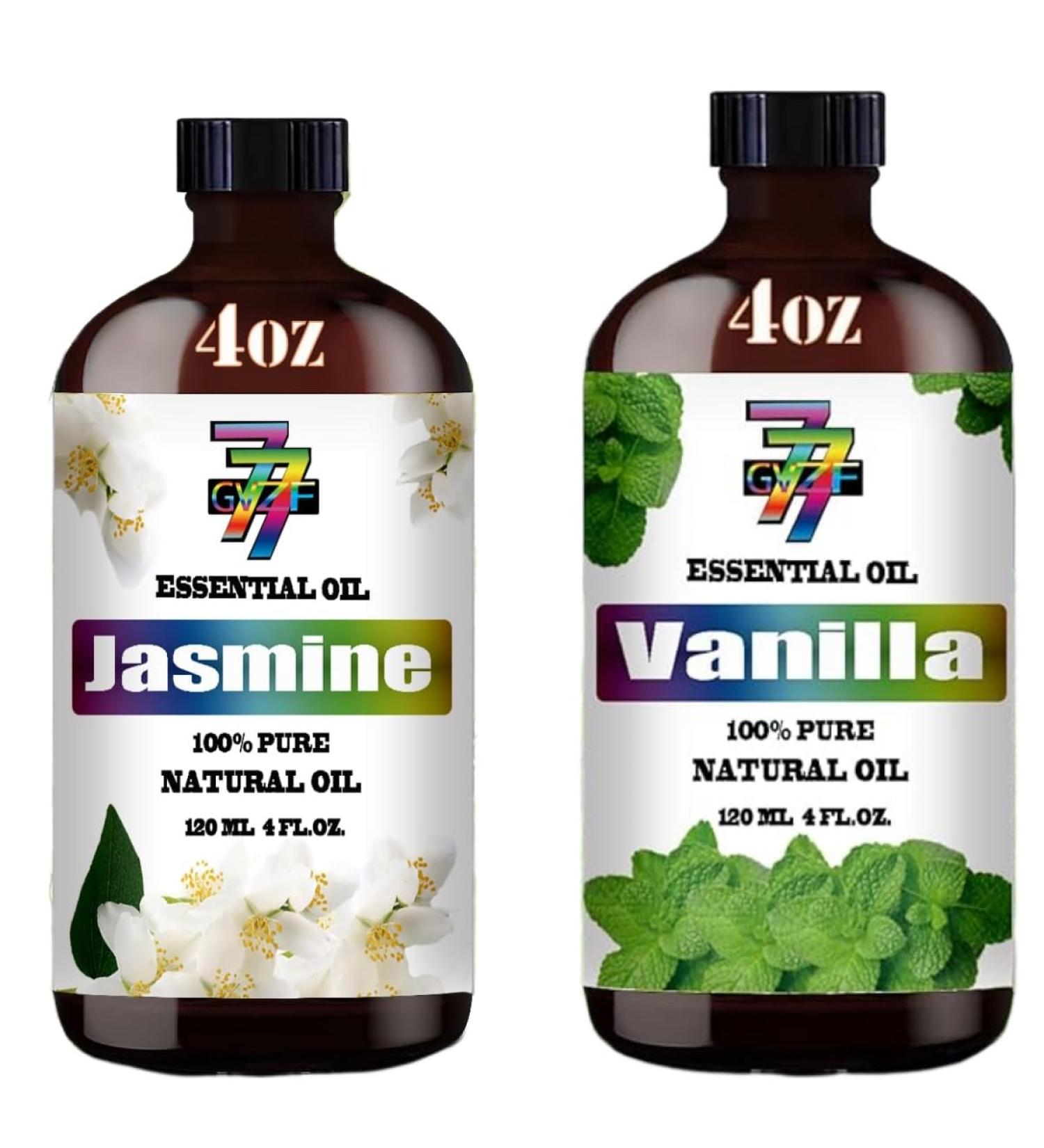GV77ZF Essential Oil Two 4 Fl Oz (120Ml) Set - Pure Natural Vanilla Oil and Jasmine Essential Oil for Diffuser Humidifier Skin Care Home Fragrance Bath Hair Care Cleansing Massage Yoga DIY So - Buy Online on GoSupps.com